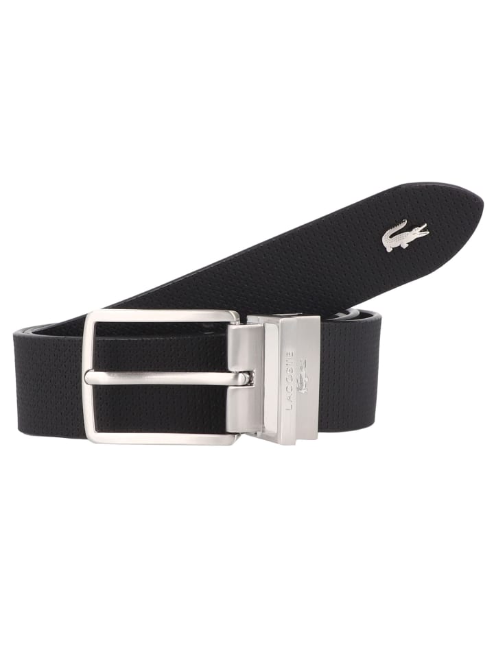 Lacoste Embossed Mono Box Wendegürtel Leder in noir günstig kaufen