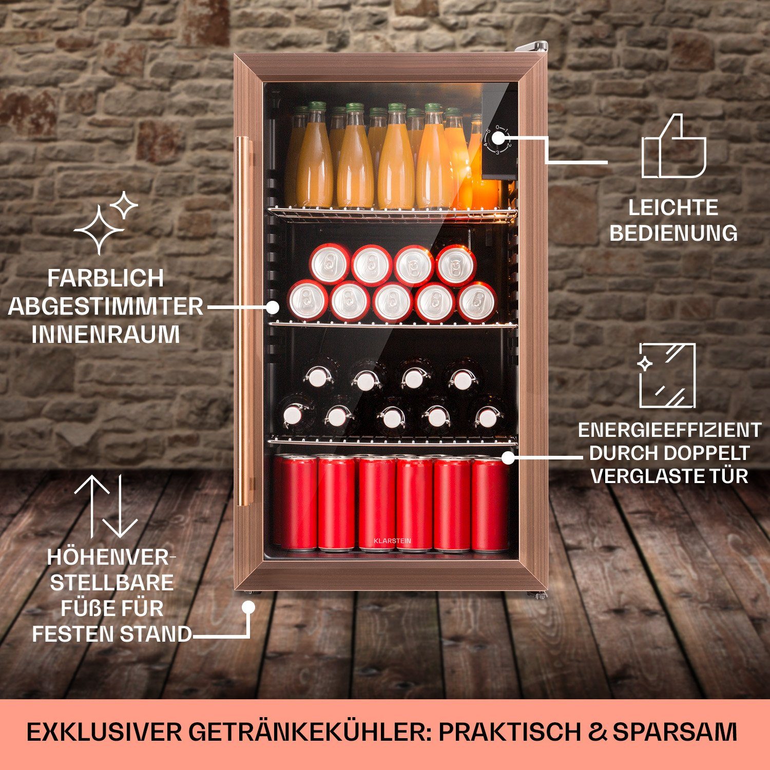 Klarstein Getränkekühlschrank HEA-Beersafe-XXL-c 10041893, 83 cm hoch, 47.5 cm breit, Bierkühlschrank Getränkekühlschrank Flaschenkühlschrank mit Glastür