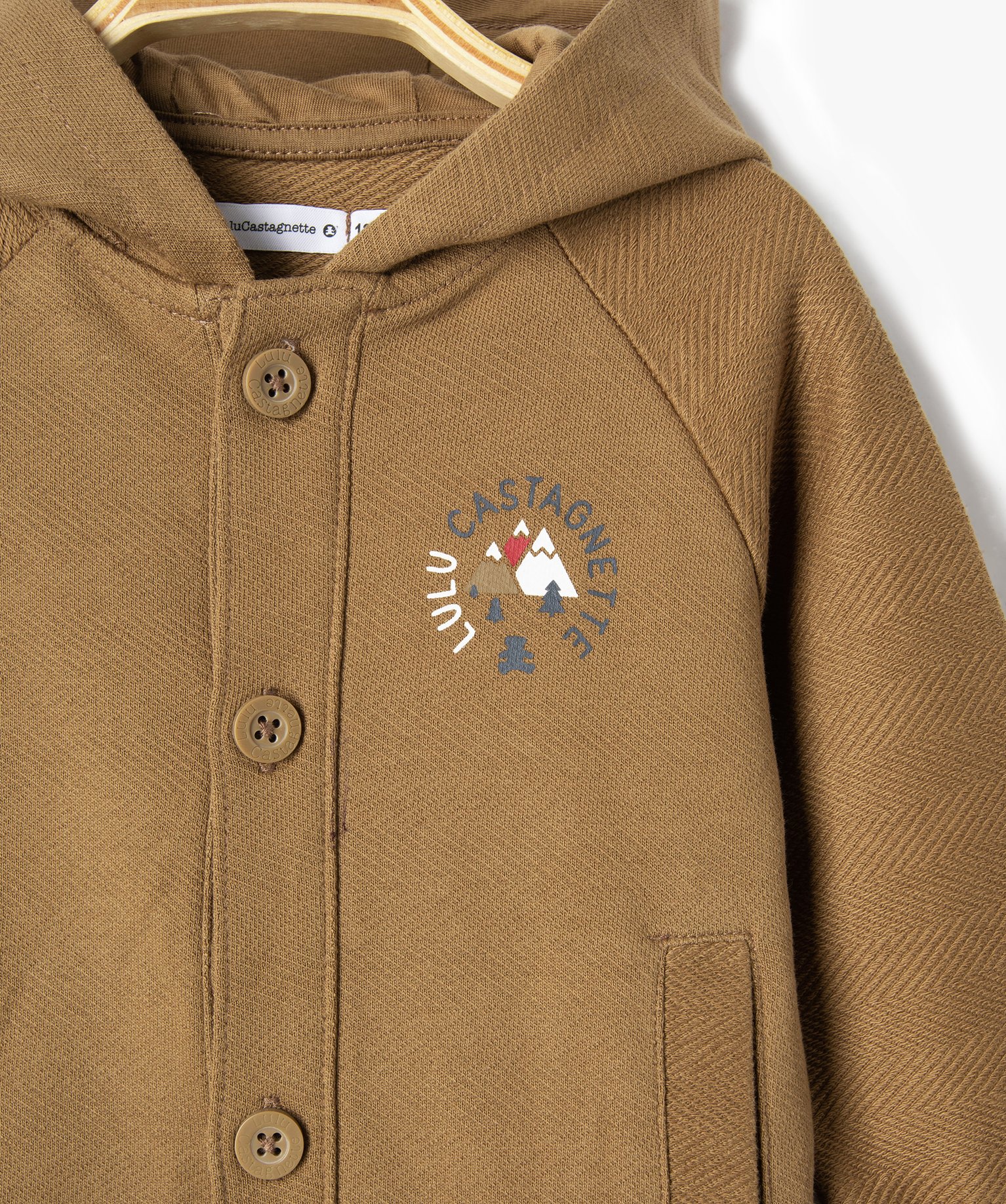 Sweat bébé Garçon à capuche avec boutons - LuluCastagnette marron | GEMO