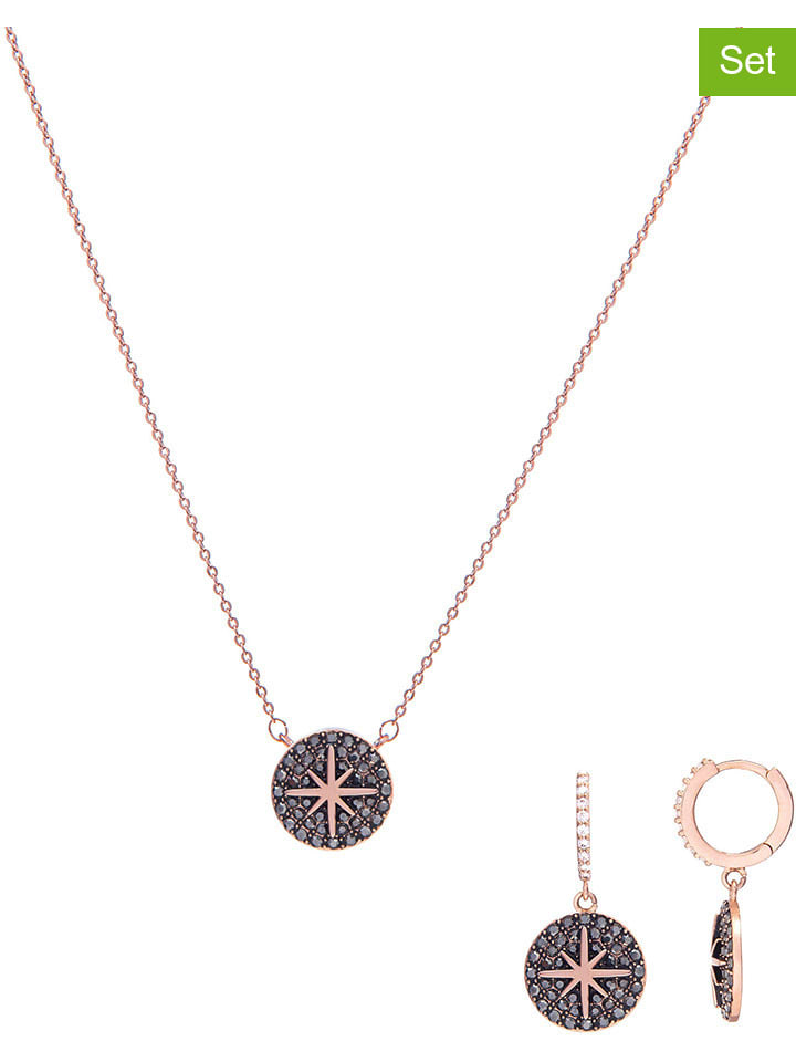 U.S. Polo Assn. 2tlg. Schmuckset: Rosévergold. Halskette und Creolen günstig kaufen onesize