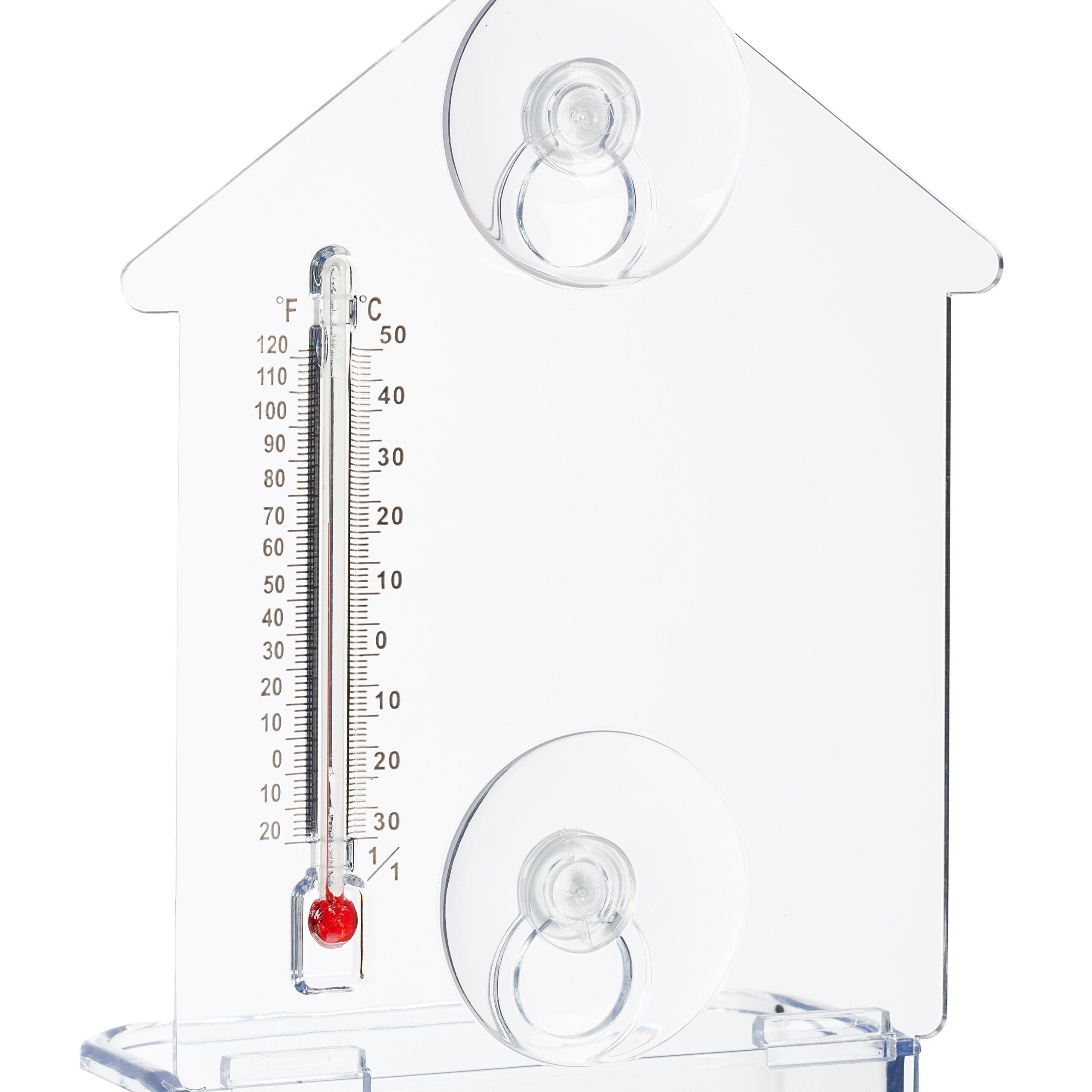 relaxdays Vogelhaus Fenster-Vogelfutterhaus mit Thermometer
