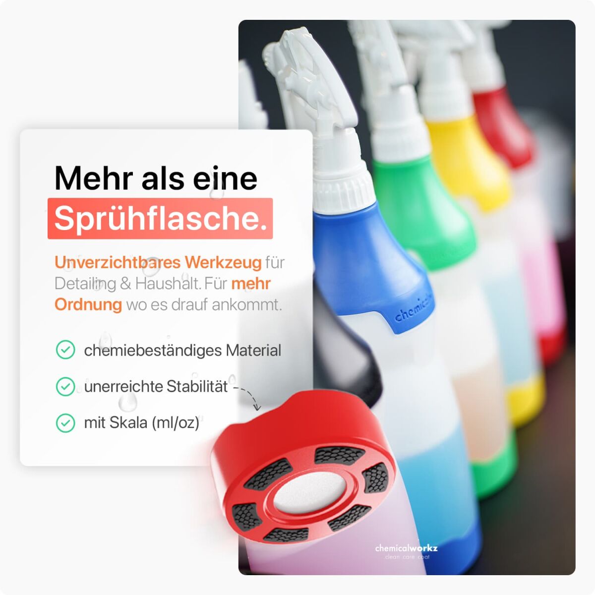 chemicalworkz Sprühflasche Rot mit Premium Trigger 750ml