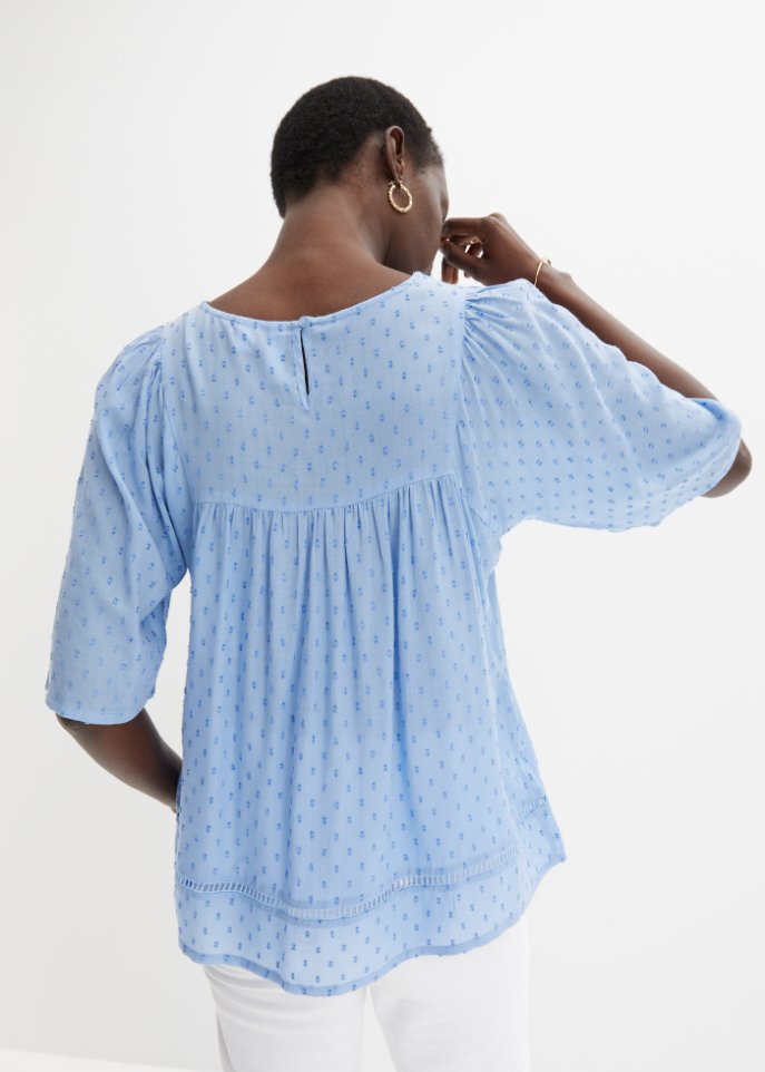 Transparente Bluse mit Häkelspitze