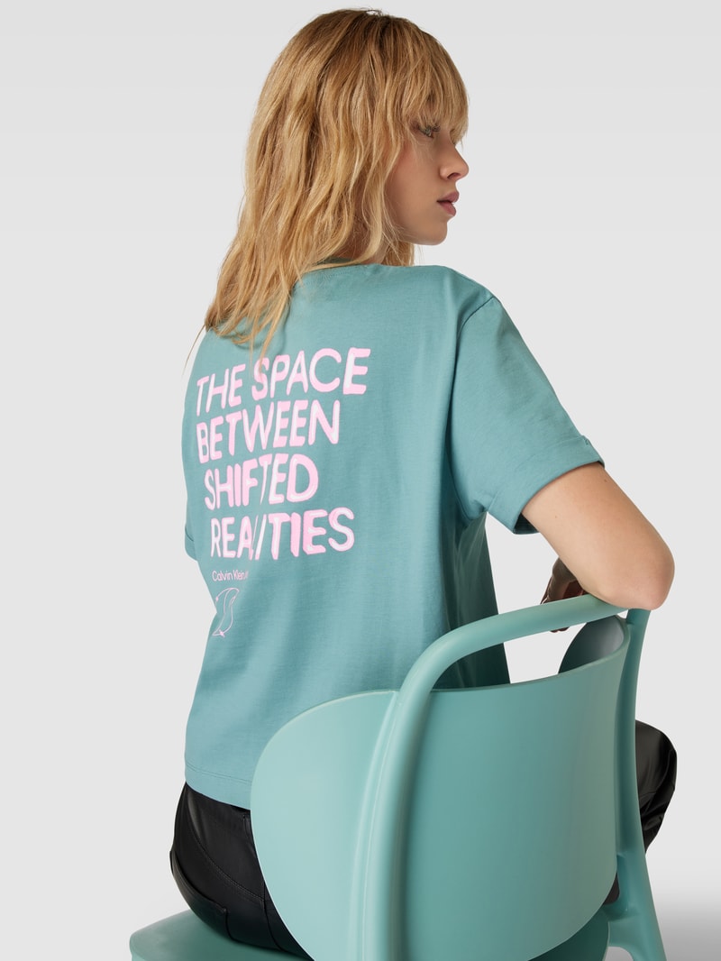 T-Shirt mit Motiv- und Label-Print Modell 'FUTURE FADE' in schilf