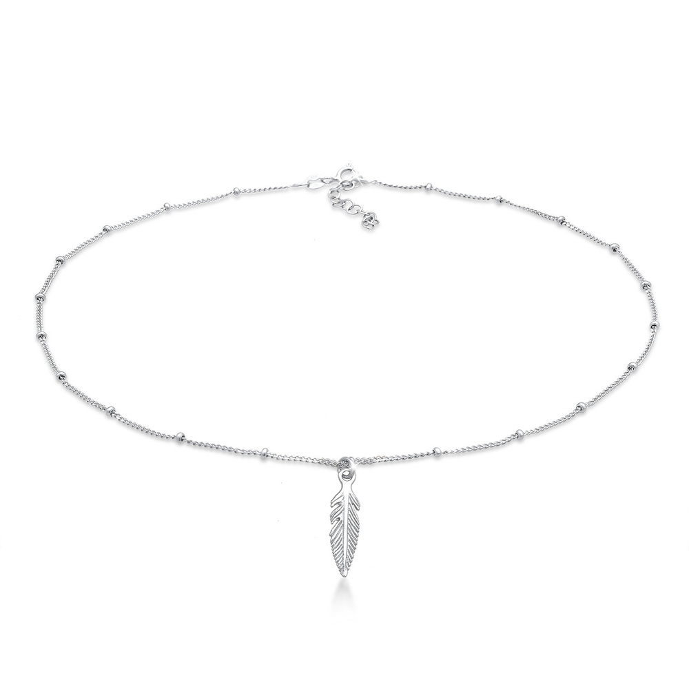 Elli Elli Collier Pendentif femme choker plume boho en argent sterling 925 collier