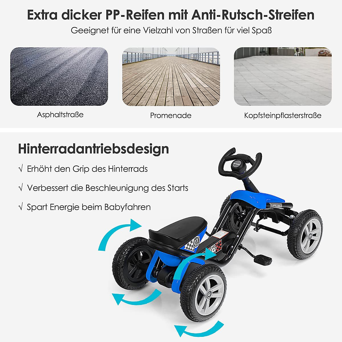 Go-Kart mit Pedalen Fahrzeug Tretauto mit 4 Rädern