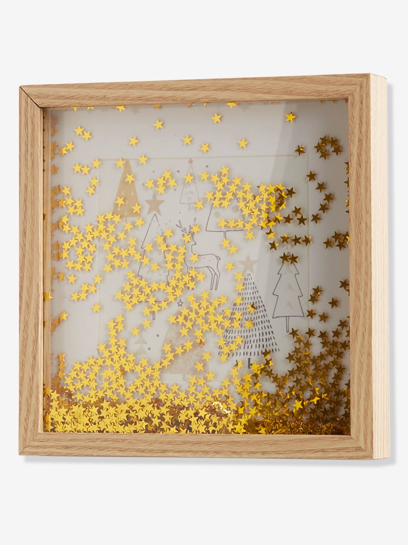 Cadre sapin à paillettes Noël dore