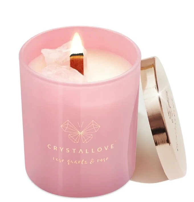 Κερί Crystallove Rose Quartz και Rose Soy
