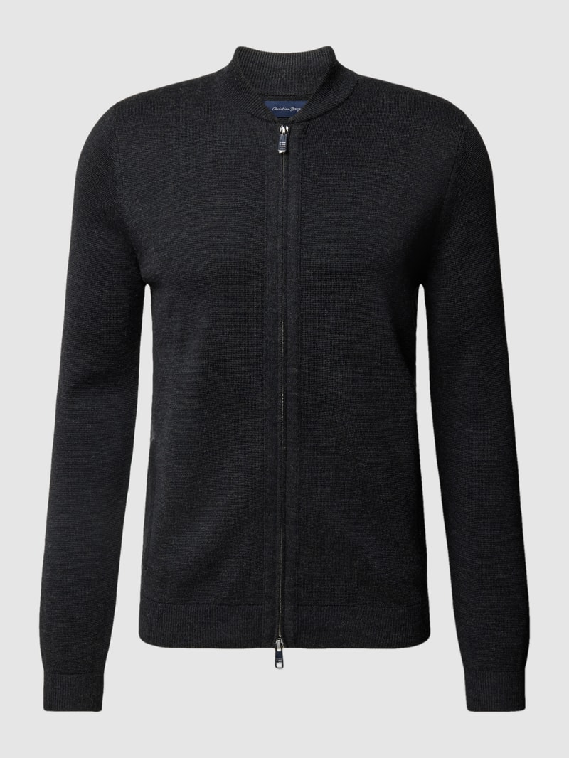 Strickjacke mit Zweiwege-Reißverschluss in anthrazit meliert