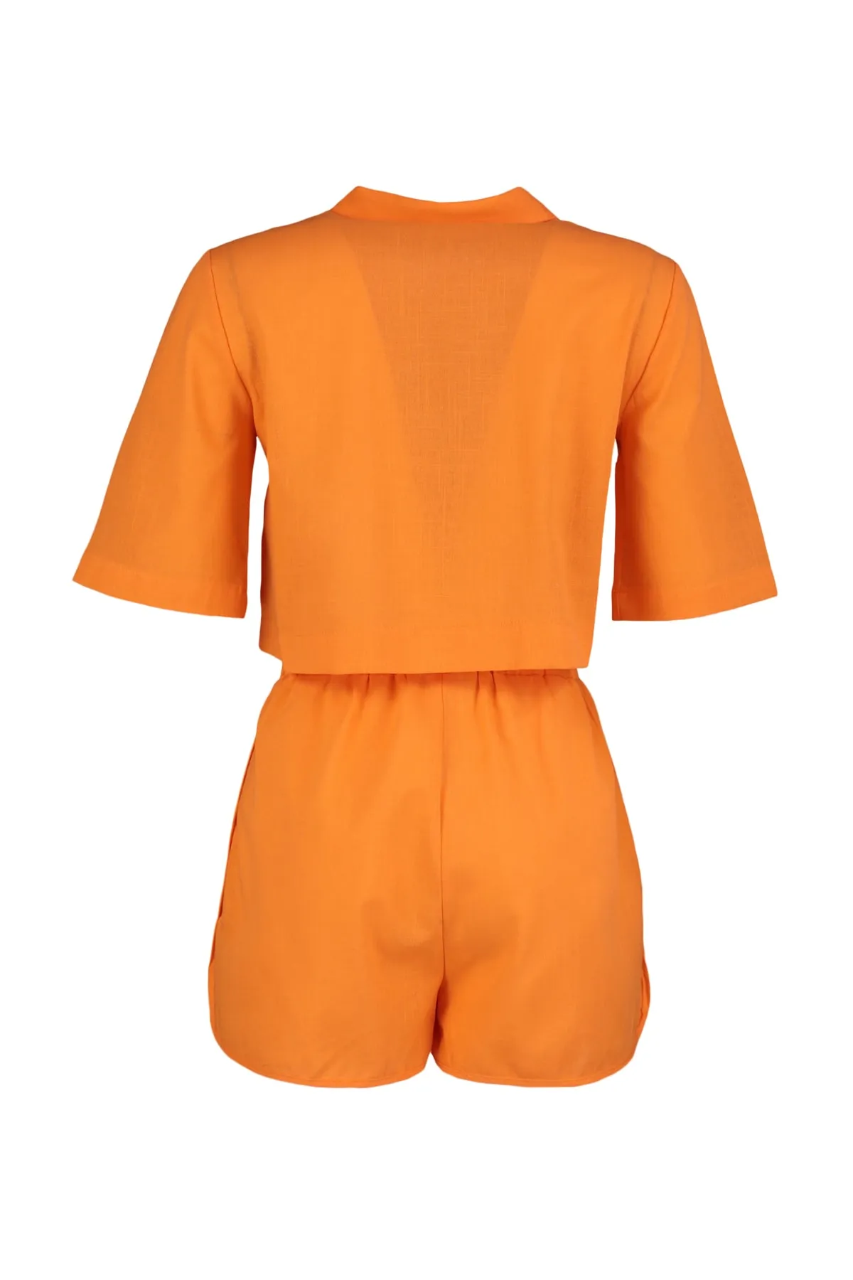 Trendyol Collection  Orangefarbenes Oberteil- und Unterteil-Set mit Kragendetail TBESS21AU0168