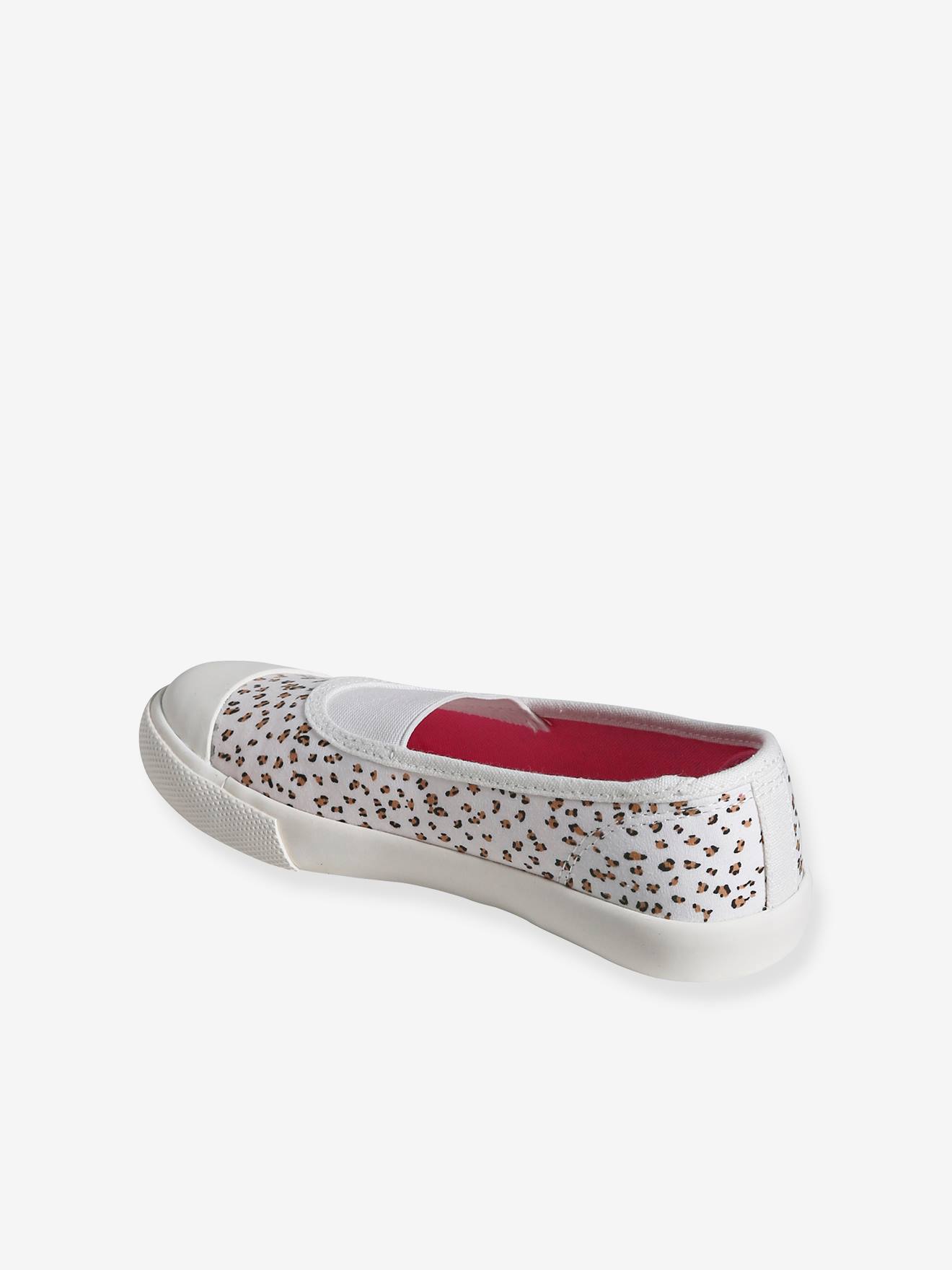 Vertbaudet Mädchen Sneakers mit Gummizug und Anziehtrick - weiß/beige leoprint
