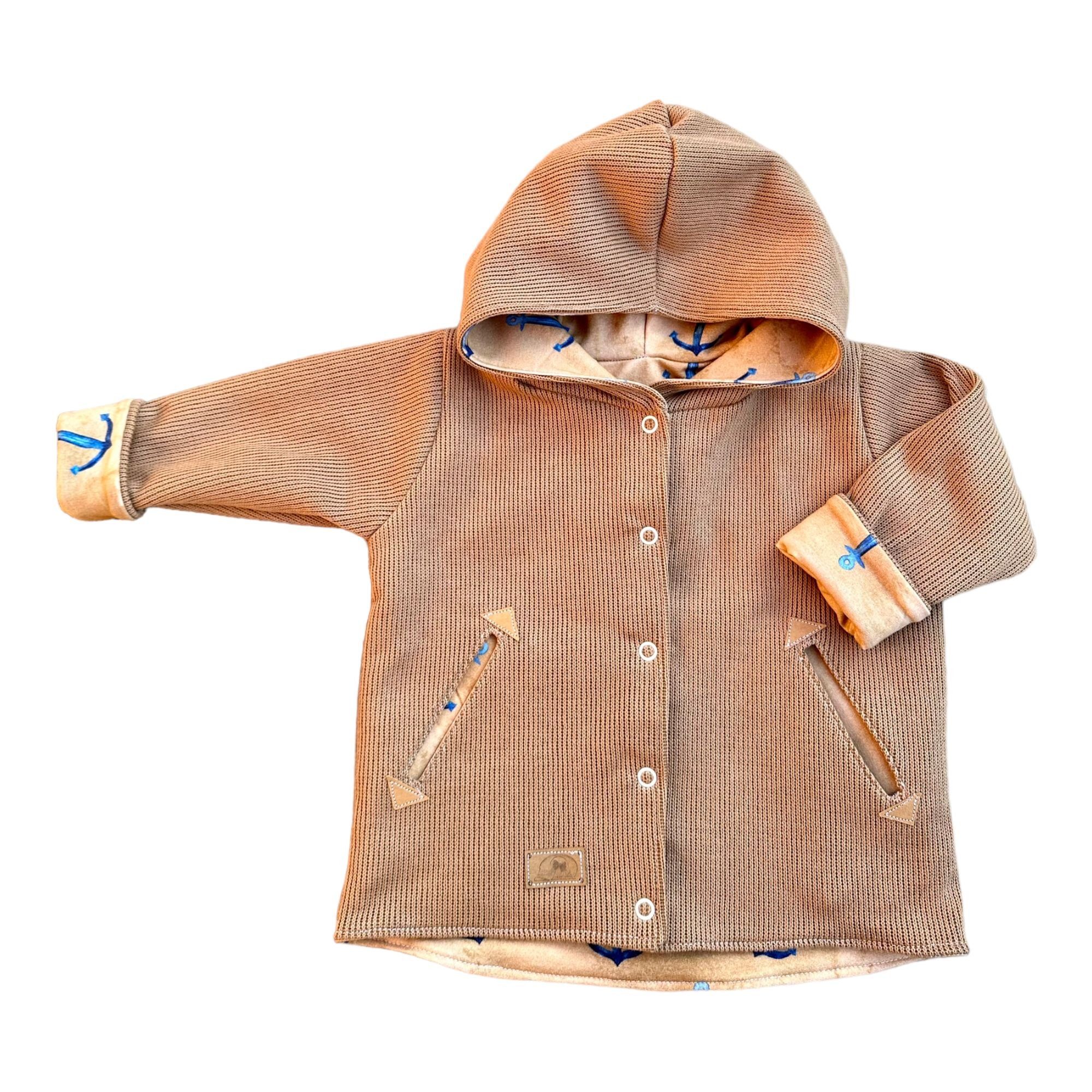 Land-Juwelen Strickjacke Strickjacke senfgelb Anker blau
