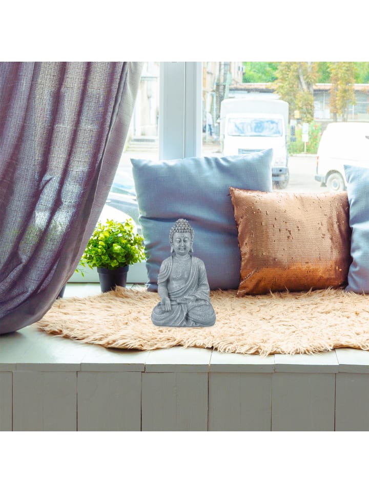 relaxdays Buddha Figur in Hellgrau - (H)30 cm günstig kaufen onesize