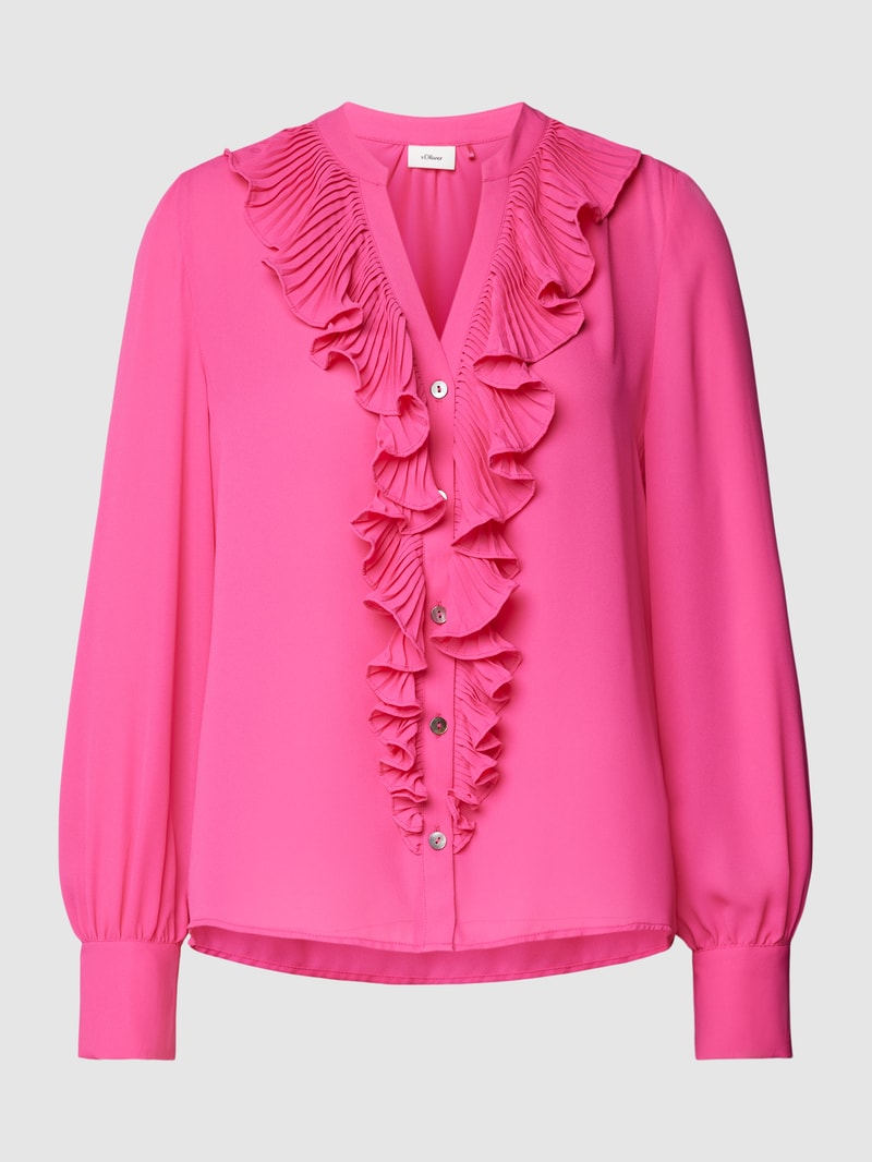 Bluse mit Volants in pink