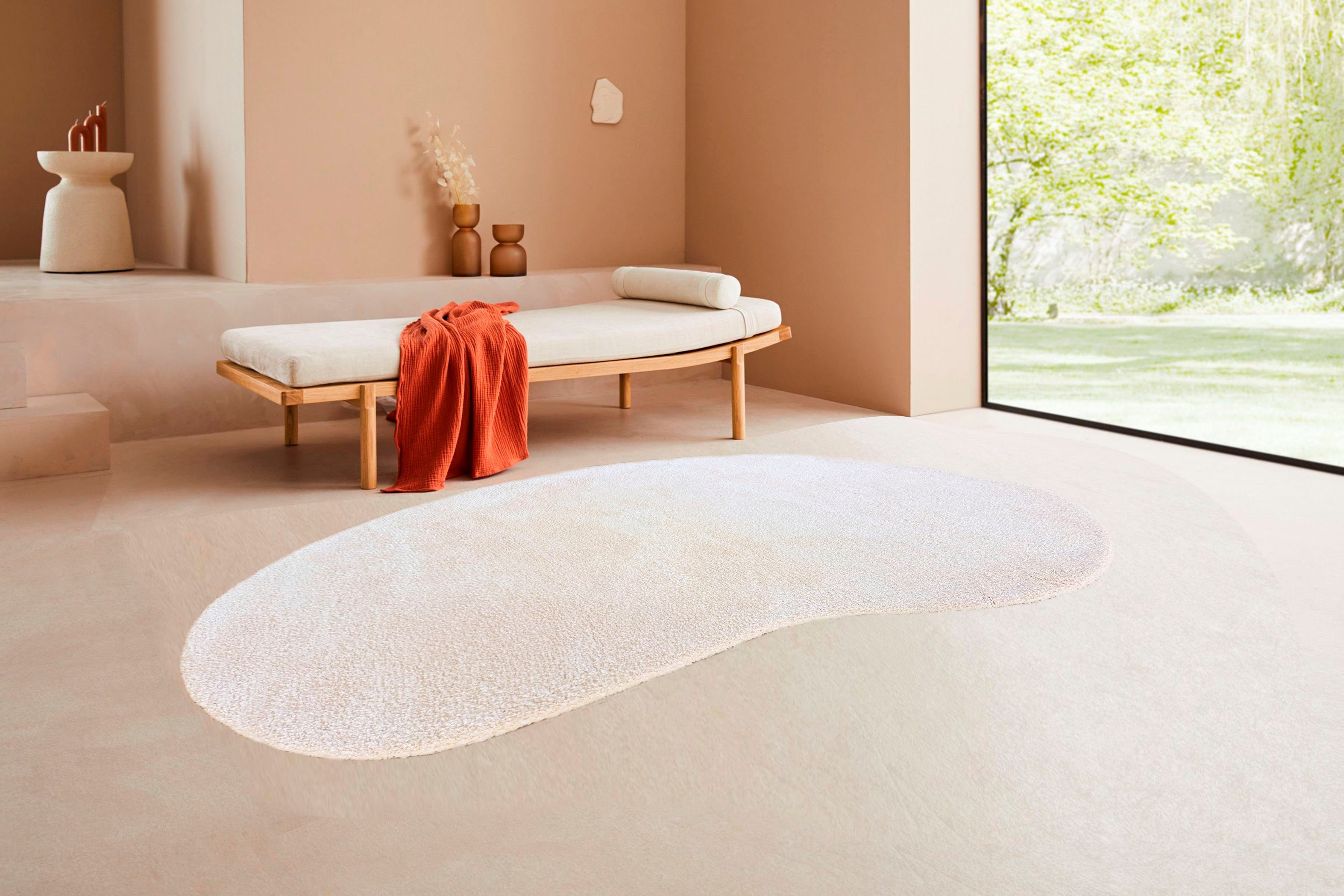 Hochflor-Teppich Halrum, LeGer Home by Lena Gercke, rechteckig, Höhe: 25 mm, mit besonderer Form, einfarbig, kuschelig, Wohnzimmer, Schlafzimmer