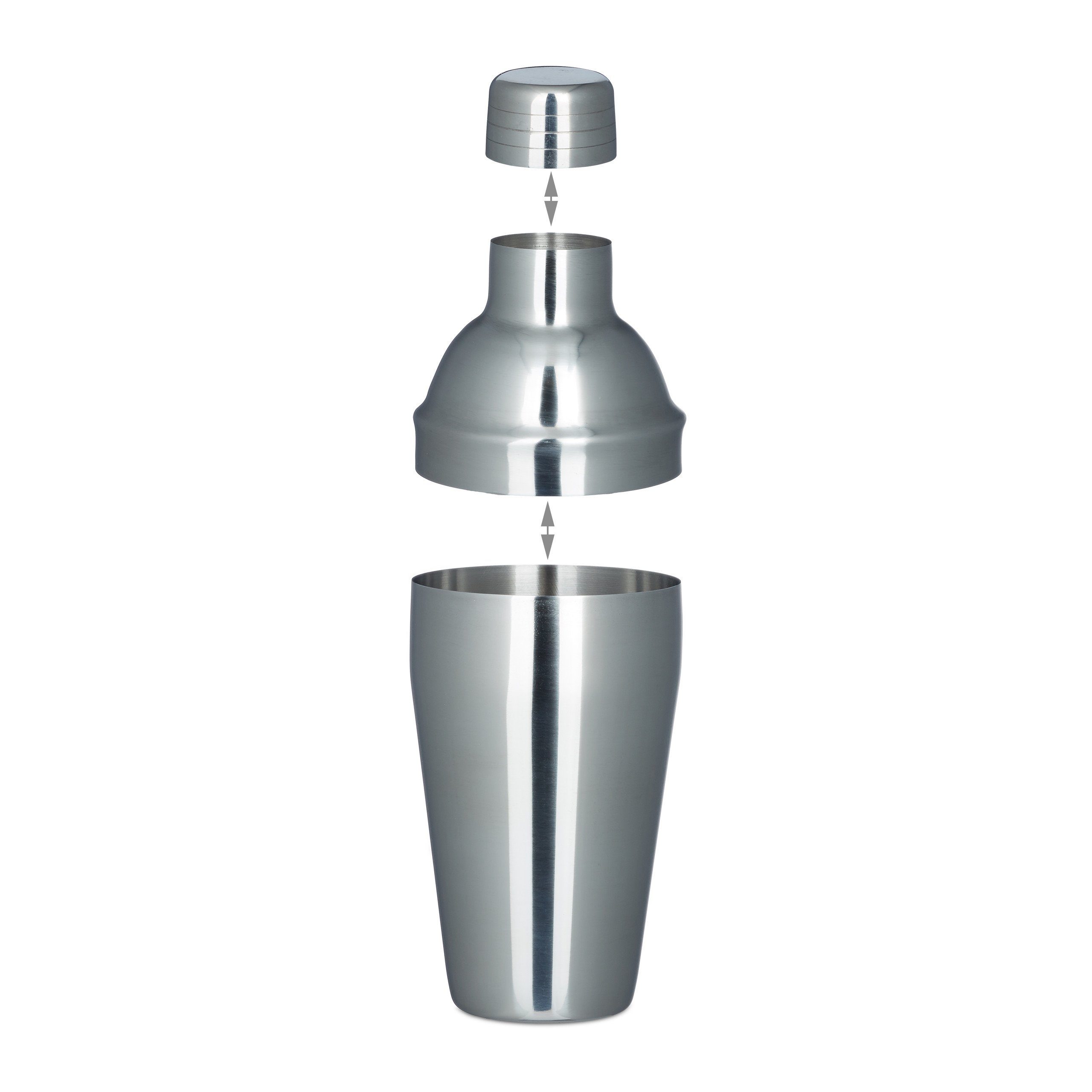 relaxdays Cocktail Shaker Cocktailset Edelstahl 5-teilig, Edelstahl