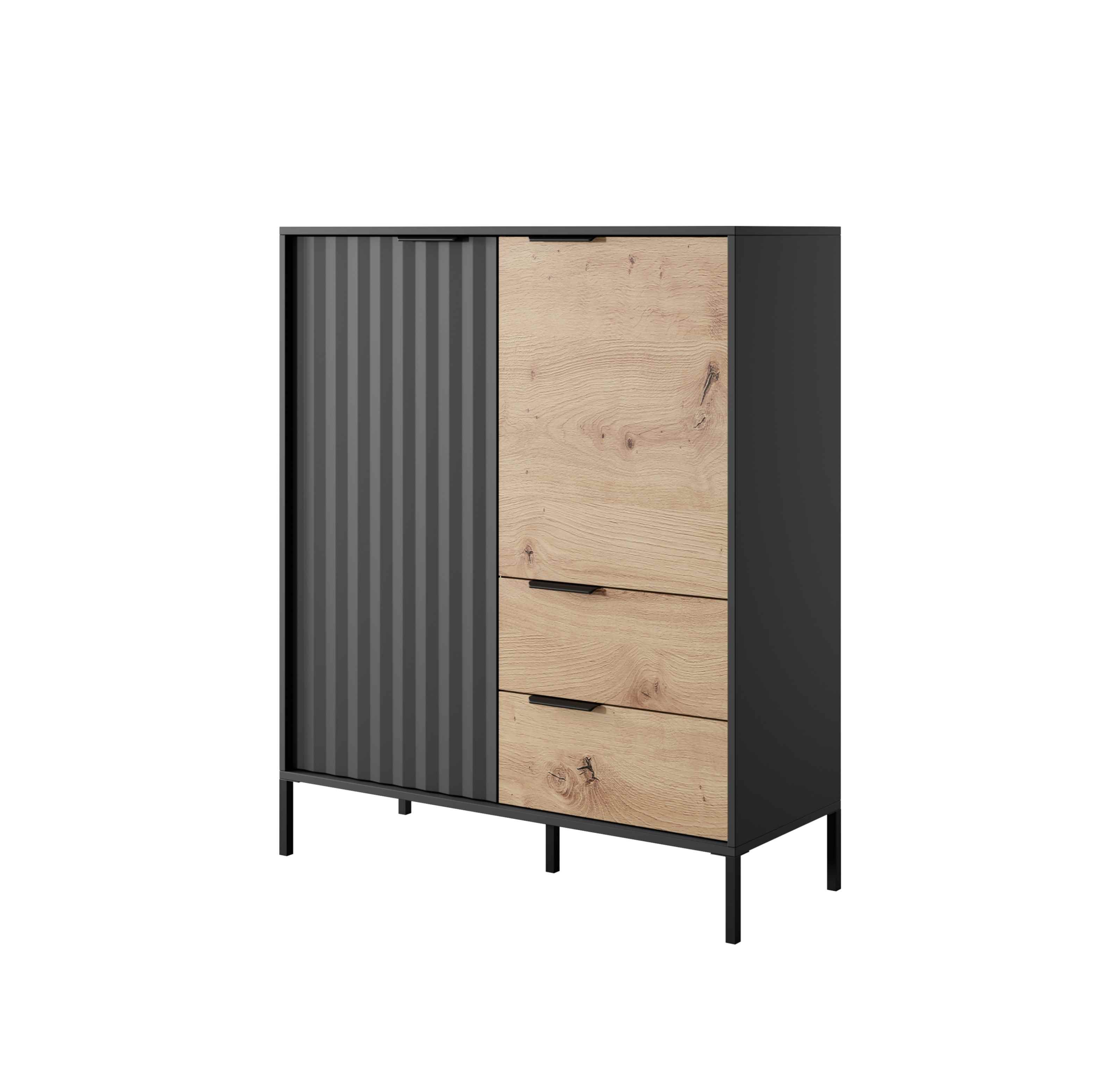 Furnix Highboard RAVIN 2D2S Sideboard mit Flügeltüren und Schubladen, B103,3 cm x H123,4 cm x T39,5 cm, 2 Farbvarianten