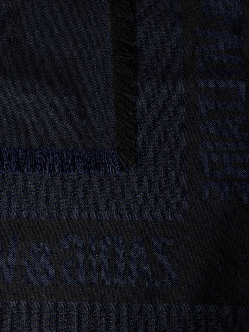Schal mit Woll-Anteil Modell 'GLENN ROCK JACQUARD' in dunkelblau