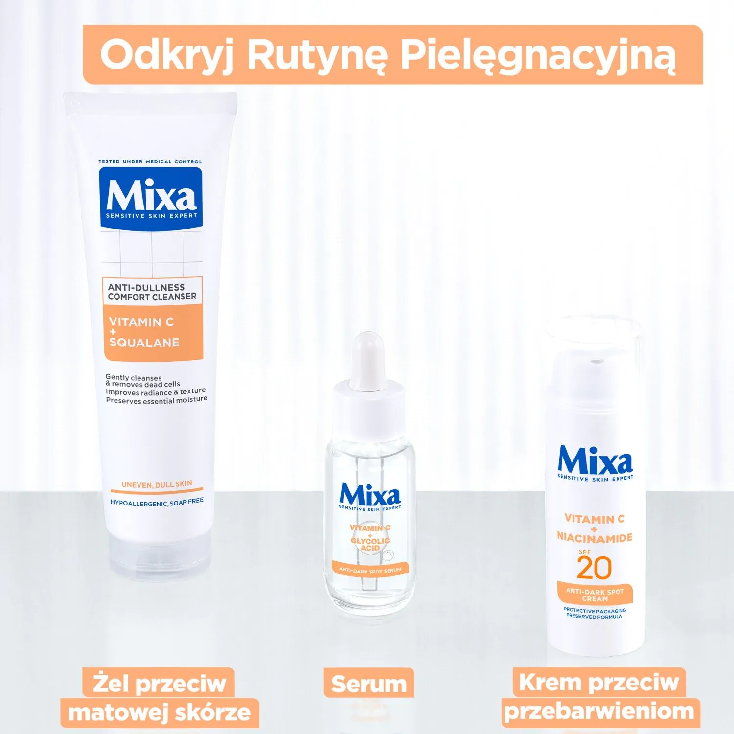 „Mixa“ veido kremas nuo pigmentacijos, vitaminas C ir niacinamidas
