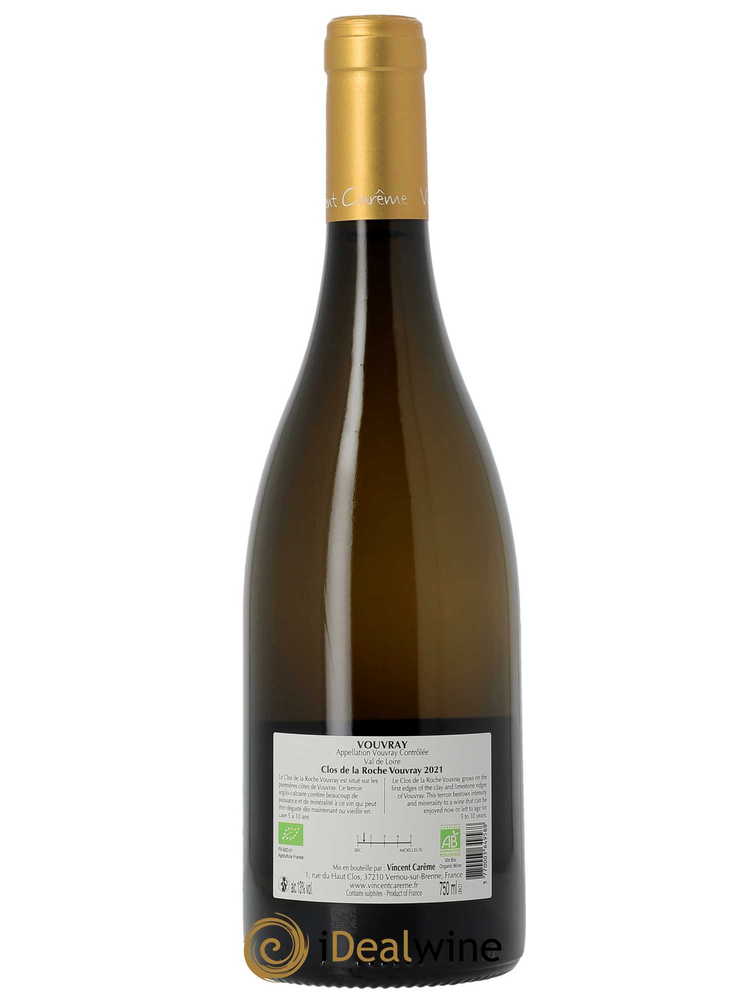 Vouvray Sec Clos de La Roche Vouvray Vincent Carême (Domaine)  2021 - Lot de 1 Bouteille