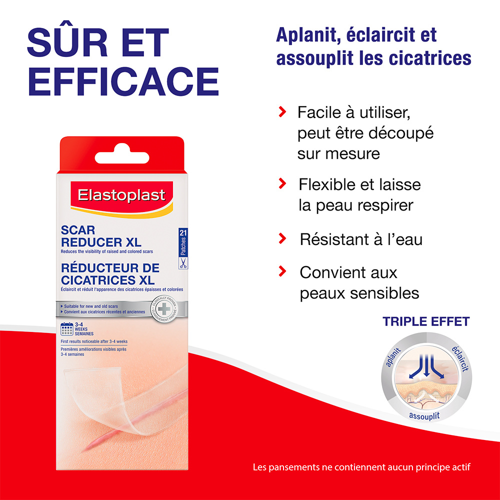 elastoplast Elastoplast Réducteur de Cicatrices XL - Boîte de 21 pansements Pansements réducteurs de cicatrices