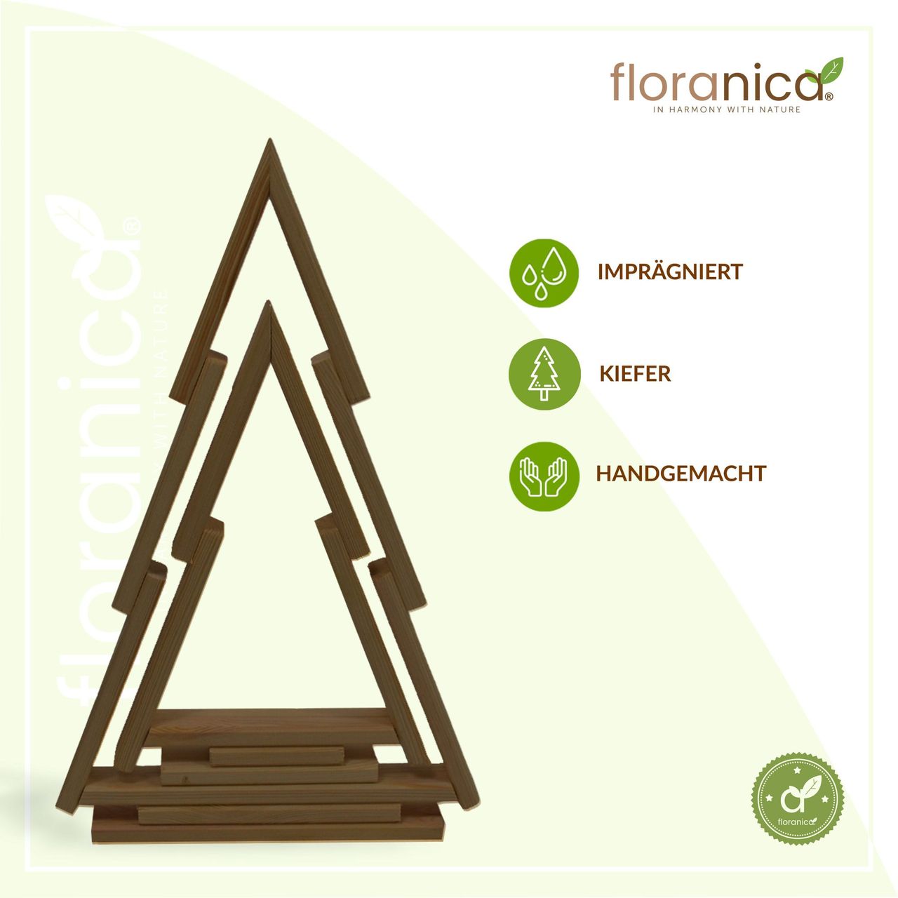 Pemicont Floranica Tannenbaum 2er-Set aus Kiefernholz Holztannenbäume - Braun