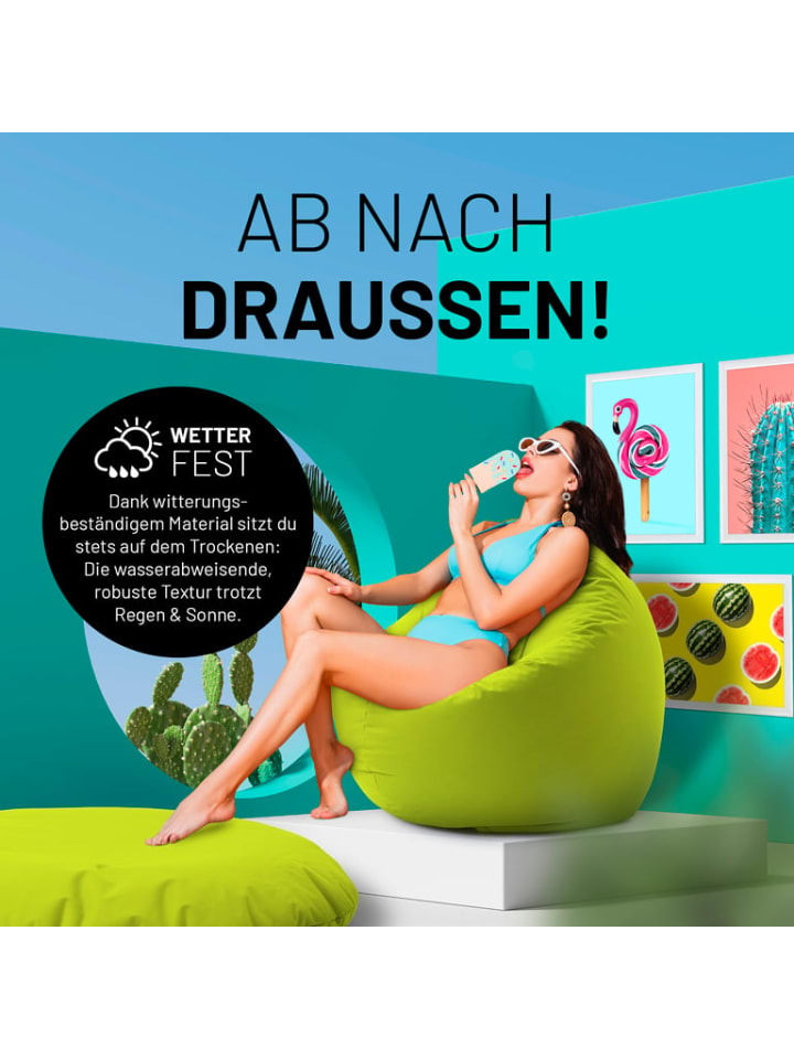 Lumaland Sitzsack 2-in-1-Sitzsack - 300l 120 x 80 x 75 cm - Apfelgrün günstig kaufen onesize