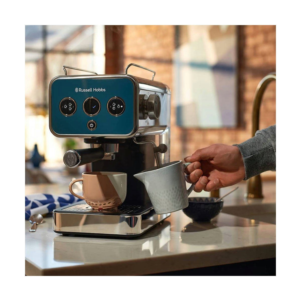 RUSSELL HOBBS Espressomaschine RUSSELL HOBBS Espressomaschine Distinction 26451-56 Ocean Blue 15 Bar