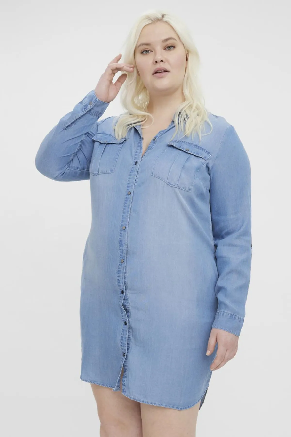 Veromoda Curve  Vero Moda Curve Damen/Mädchen Hellblaues Jeanskleid