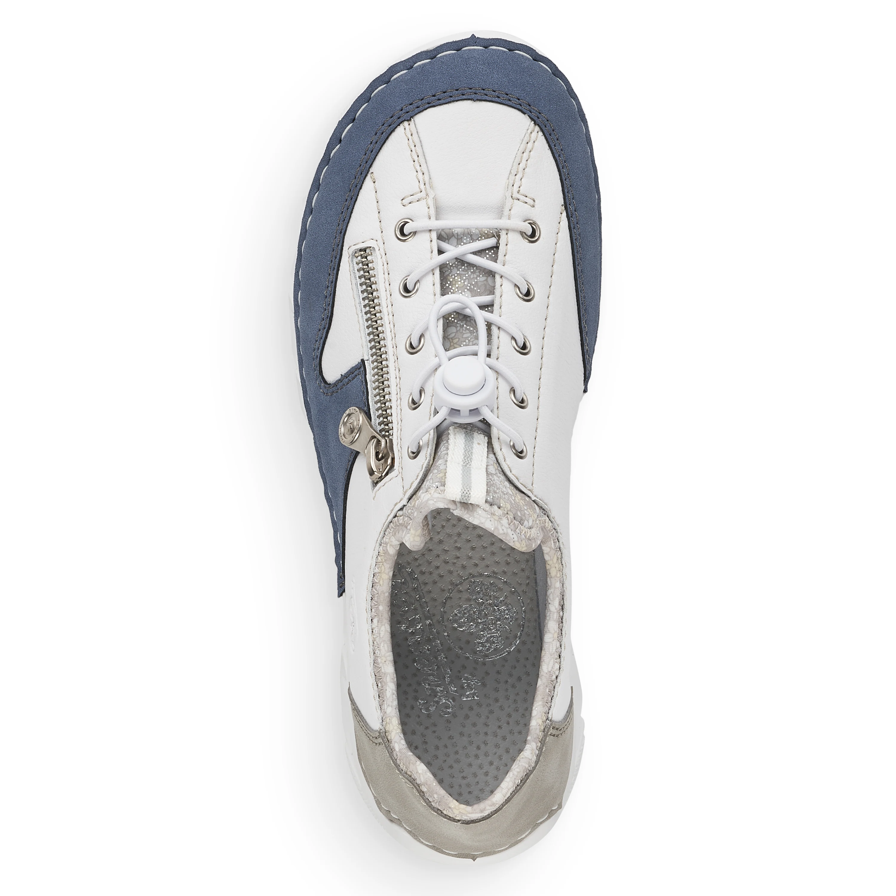 Rieker Damen Slipper reinweiß-ozeanblau