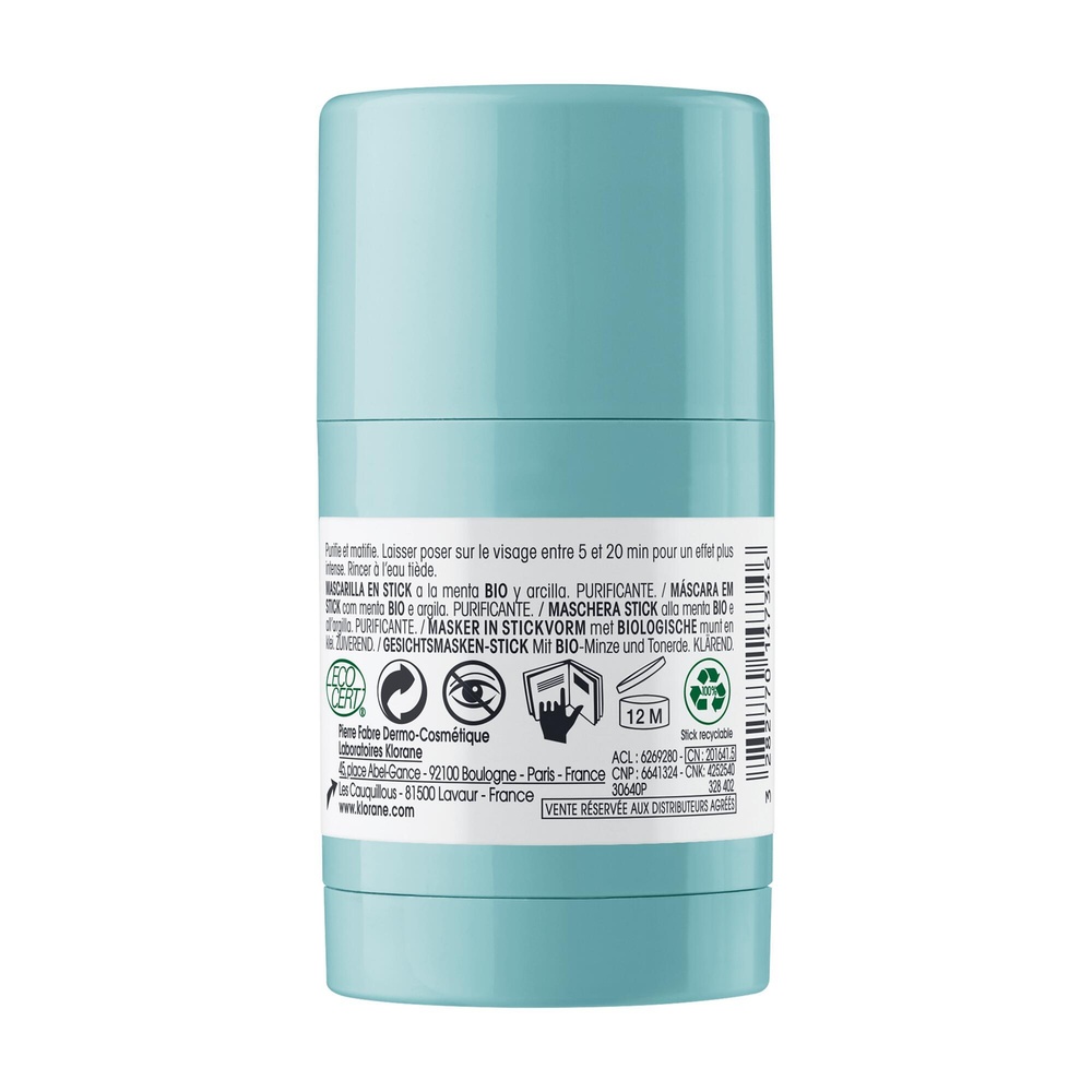 Klorane Menthe Aquatique et Argile - Masque en s tick visage Bio Soin visage