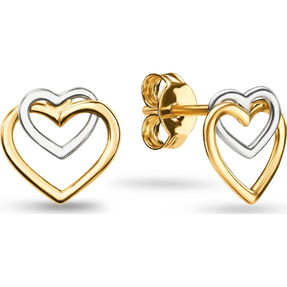 Valeria Boucles d'oreilles à fermoir à poussette 375 Or jaune, 375 Or blanc Boucles d'oreilles