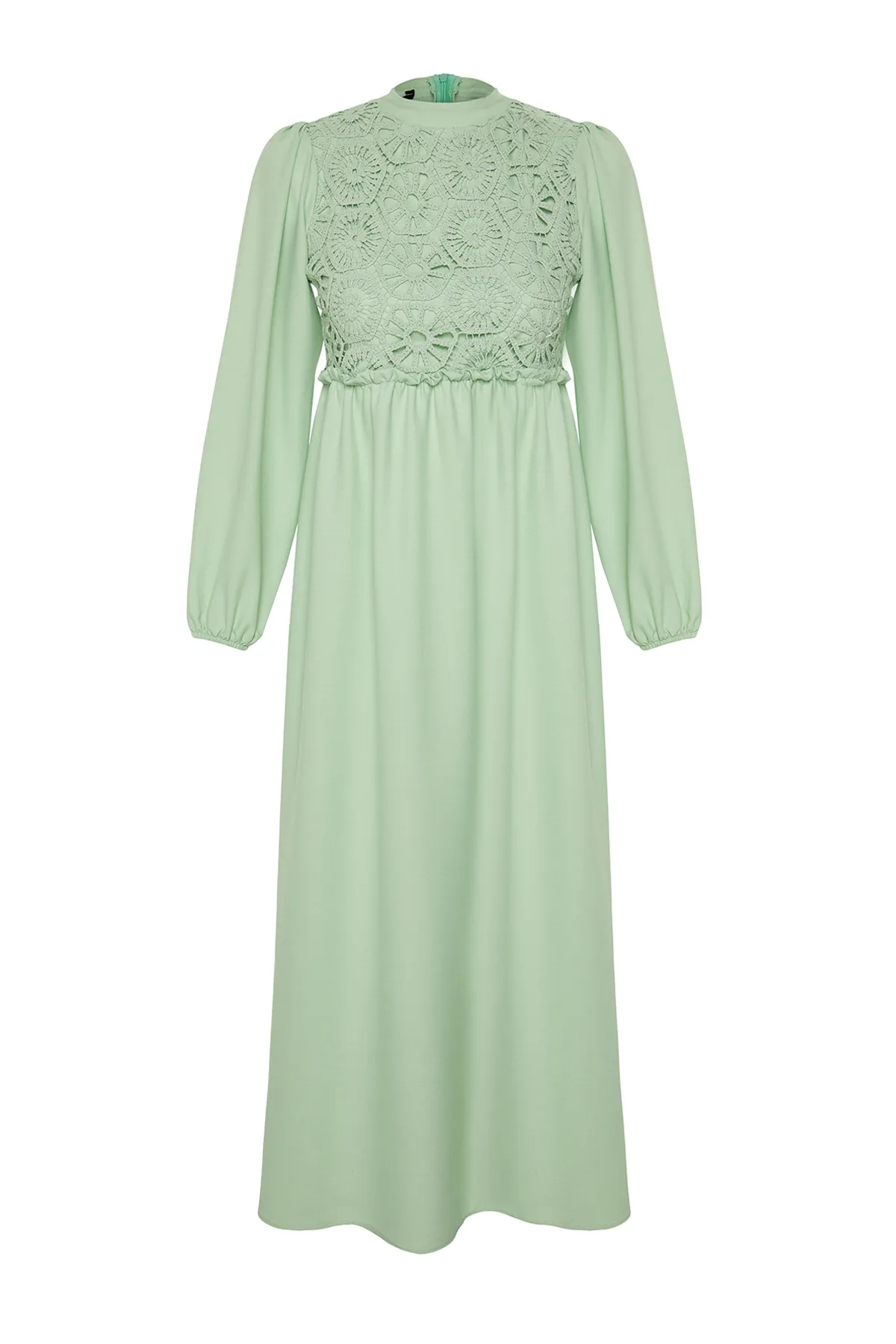 Trendyol Modest  Grünes gewebtes Kleid mit Guipure-Detail TCTAW24EB00110