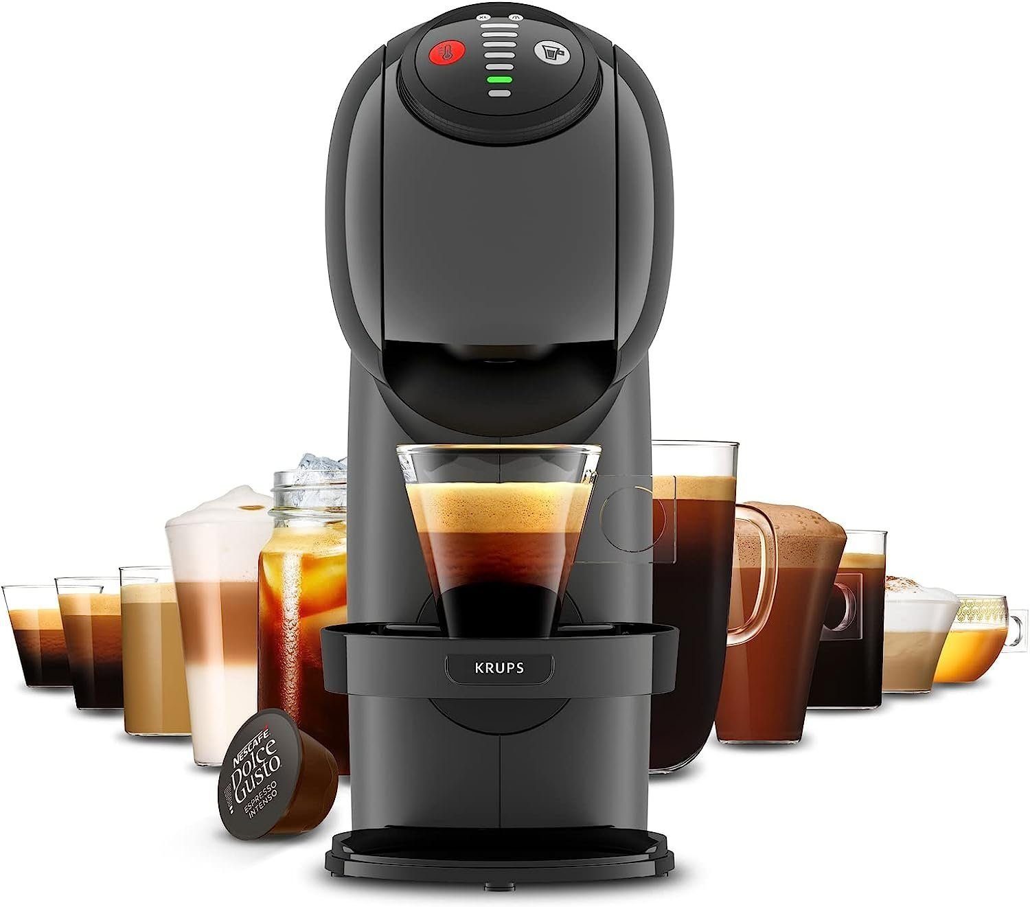 Krups Kapselmaschine Kaffeemaschine Nescafé Dolce Gusto Genio S KP243B Kapselmaschine, + Emsa Travel Mug Thermobecher Blau, 0,8 Liter Wassertank