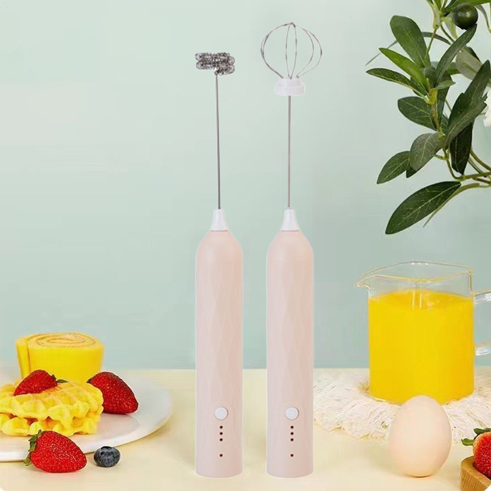 farfi Milchaufschäumer 2in 1 Hand-Milchaufschäumer,einstellbare Geschwindigkeit,USB-Aufladung, für Milchschaum und Eier