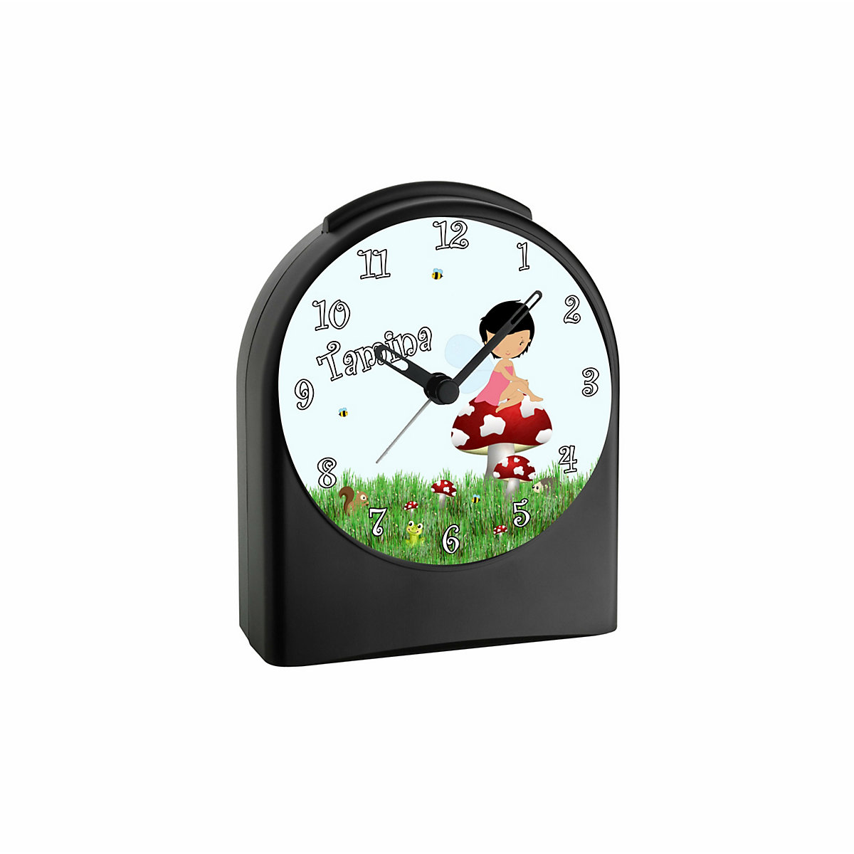 Kinder Funkwecker personalisiert mit Namen Waldfee Atom-/Funkuhr, 12-Stunden-Anzeigeformat, Schlummerfunktion, Nachtlicht, Geräuschlos/Ohne Ticken