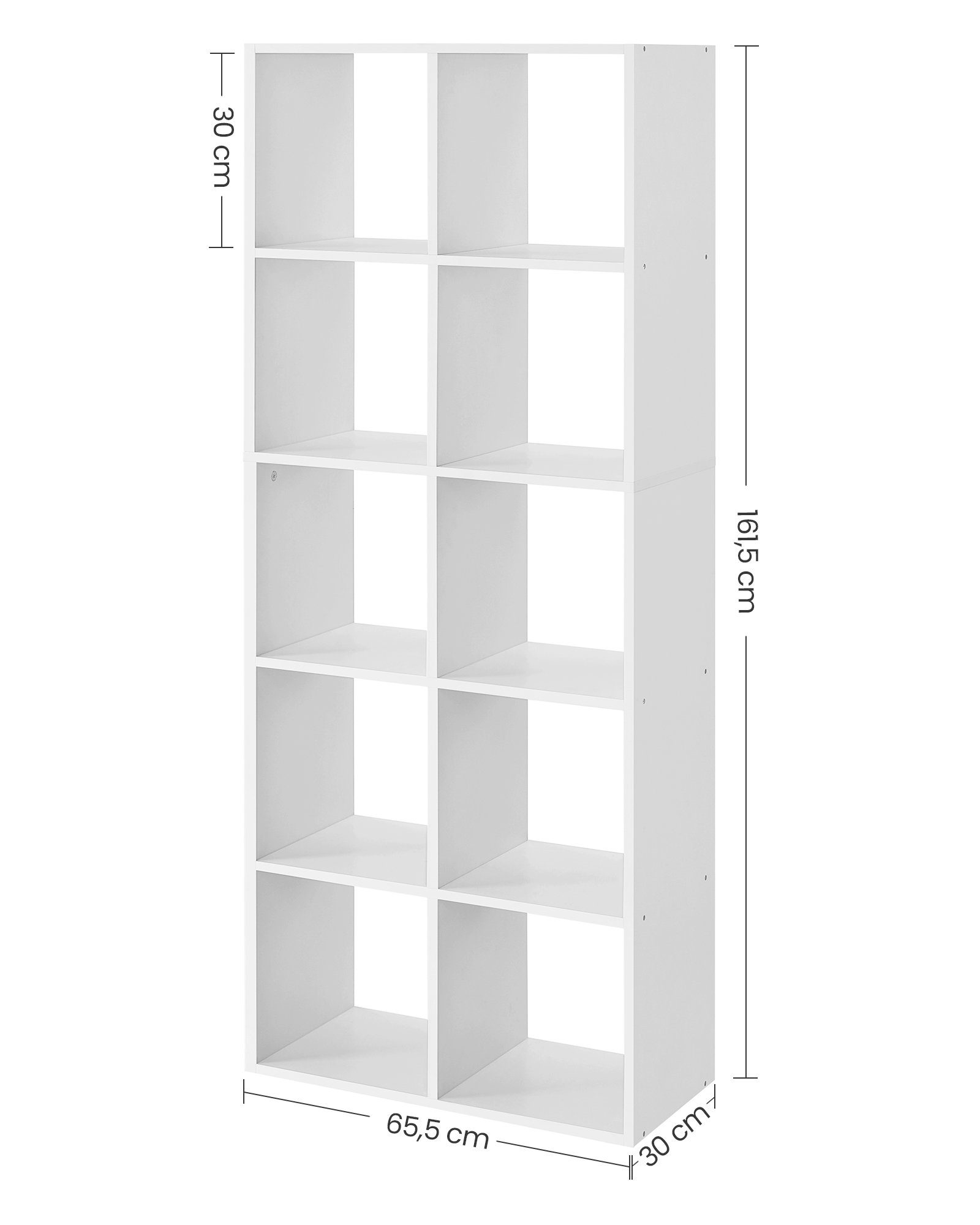 VASAGLE Bücherregal Standregal, mit 10 Fächern, skandinavischer Stil