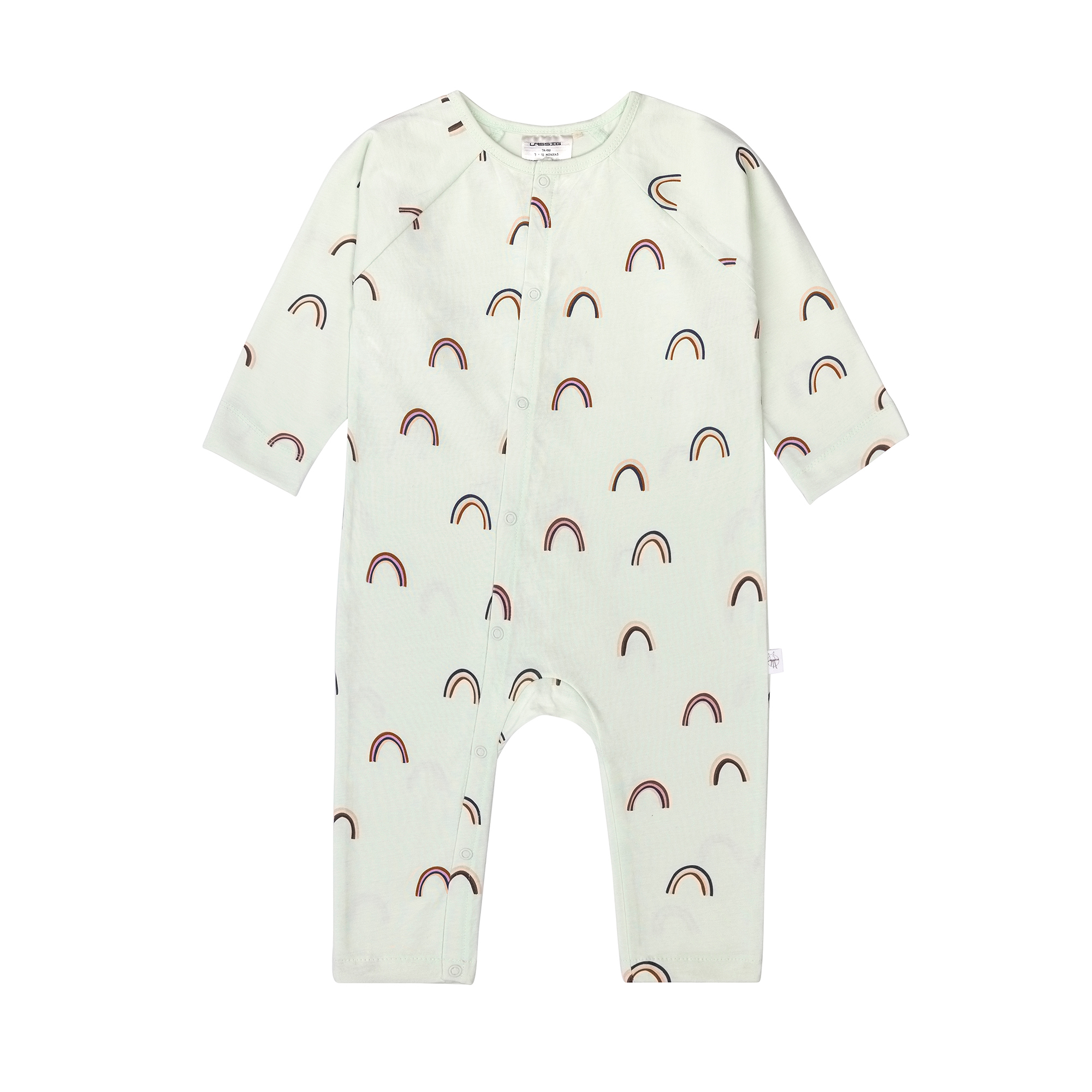 Baby Schlafoverall - Bio Baumwolle, Regenbogen, Mint
