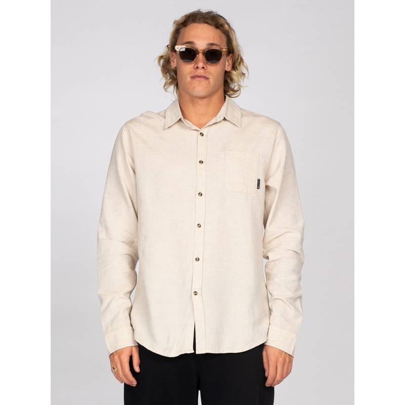 RUSTY OVERTONE LONG SLEEVE LINEN SHIRT Langarmhemd Herren