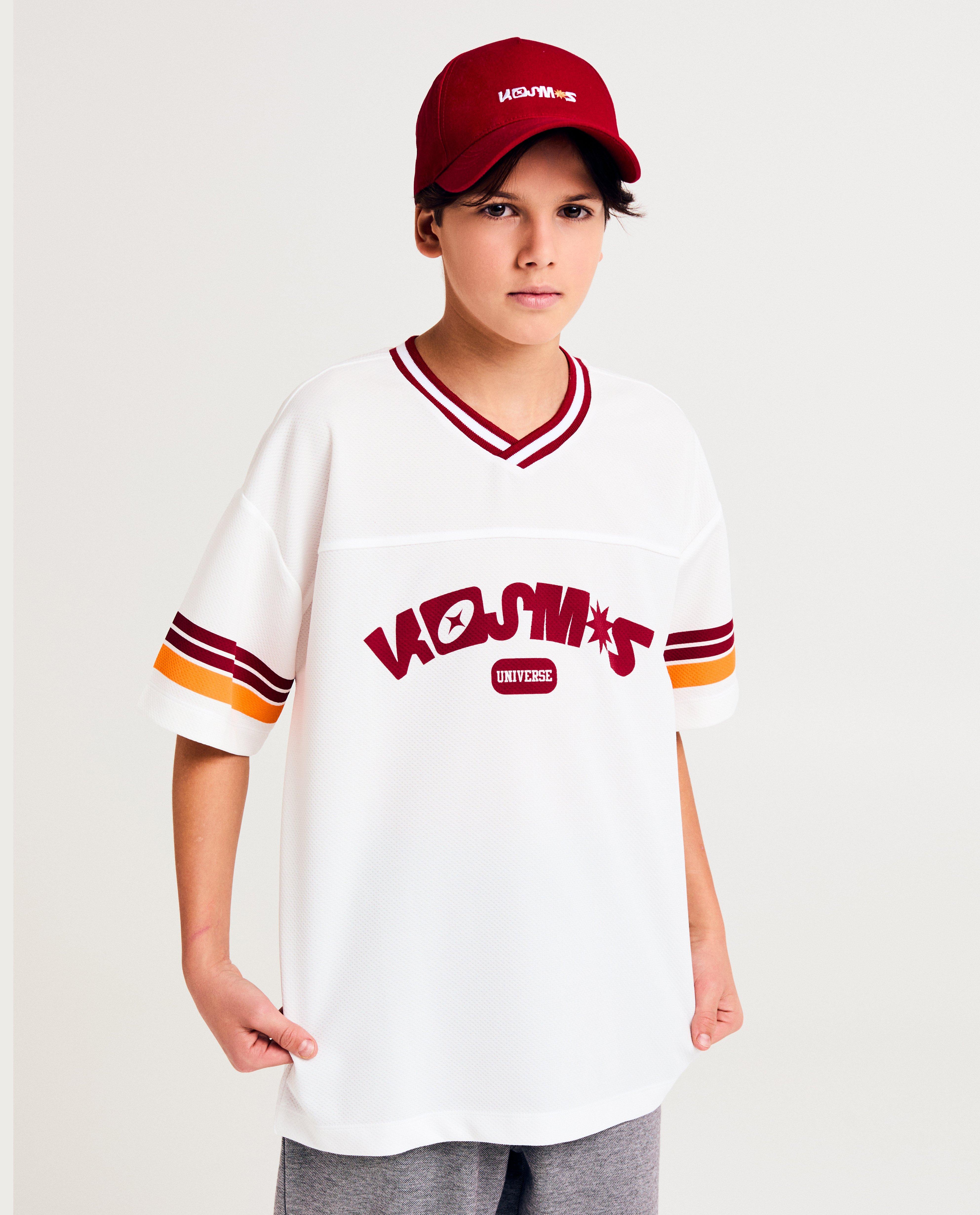 Tricou Milo Mesh cu dungi, croială lejeră, 6-14 ani, alb
