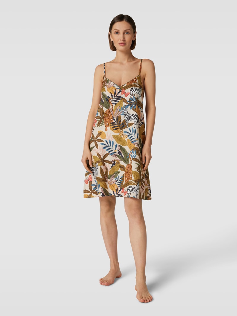 Nachthemd mit Allover-Muster Modell 'Savannah' in khaki