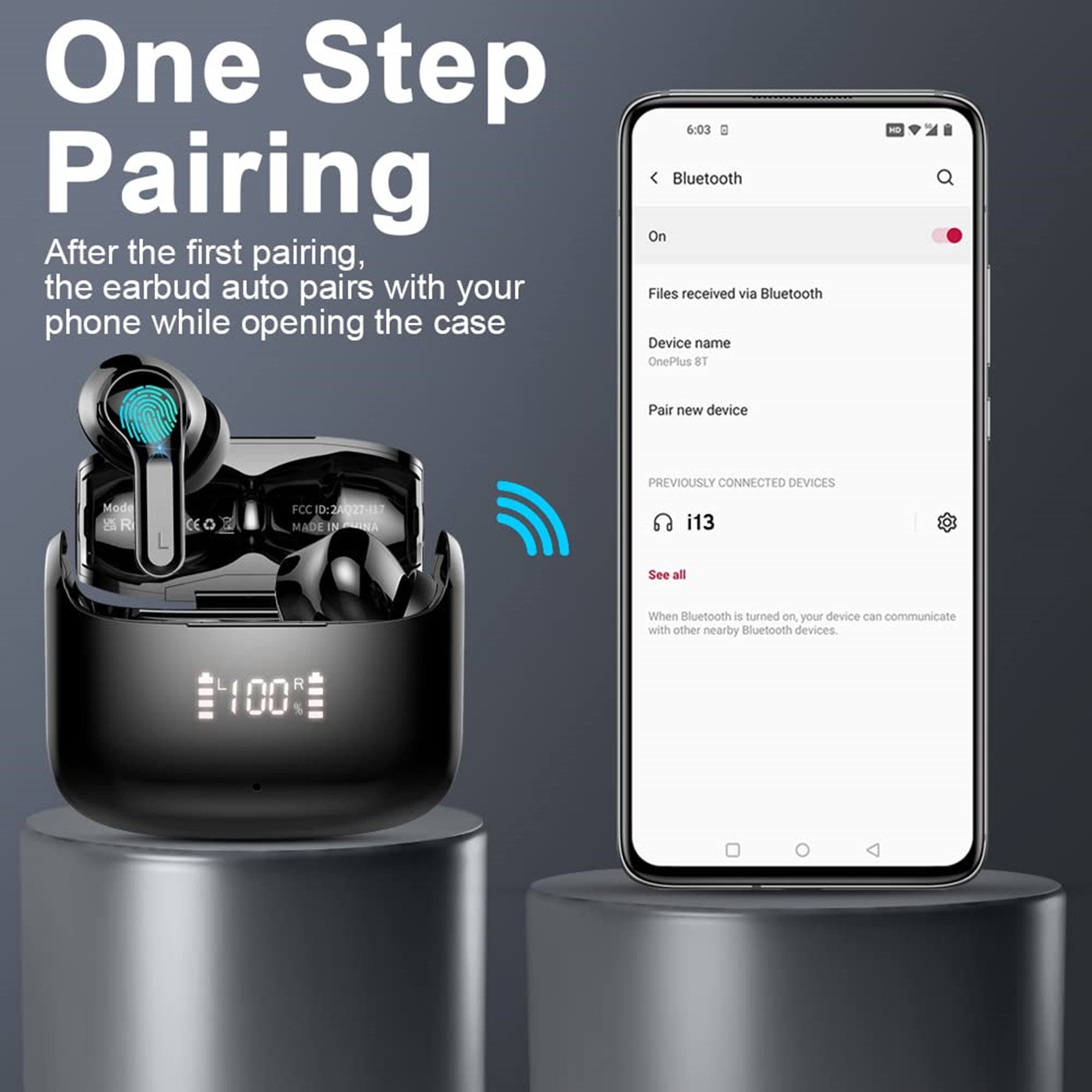 Tisoutec Bluetooth Kopfhörer,Kopfhörer Kabellos Bluetooth 5.3 In Ear Kopfhörer In-Ear-Kopfhörer (AMA derselbe Bestseller mit 4 ENC Mikrofon,2023 Neue Kabellose Kopfhörer Noise Cancelling Earbuds mit 40H Deep Bass,USB-C,IP7 Wasserdicht Ohrhörer, IPX7