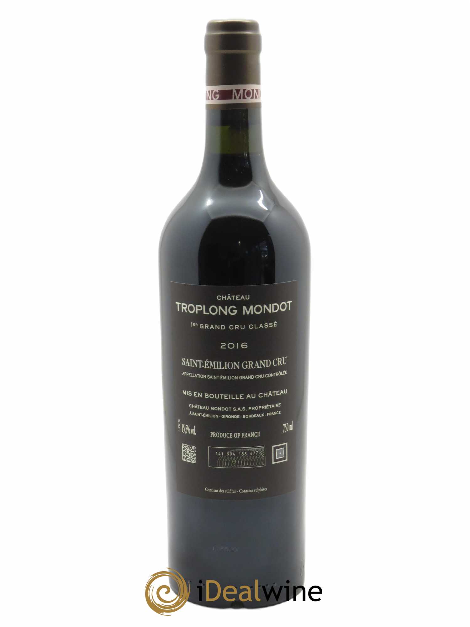Château Troplong Mondot 1er Grand Cru Classé B (CBO à partir de 12 BTS) 2016 - Lot de 1 Bouteille