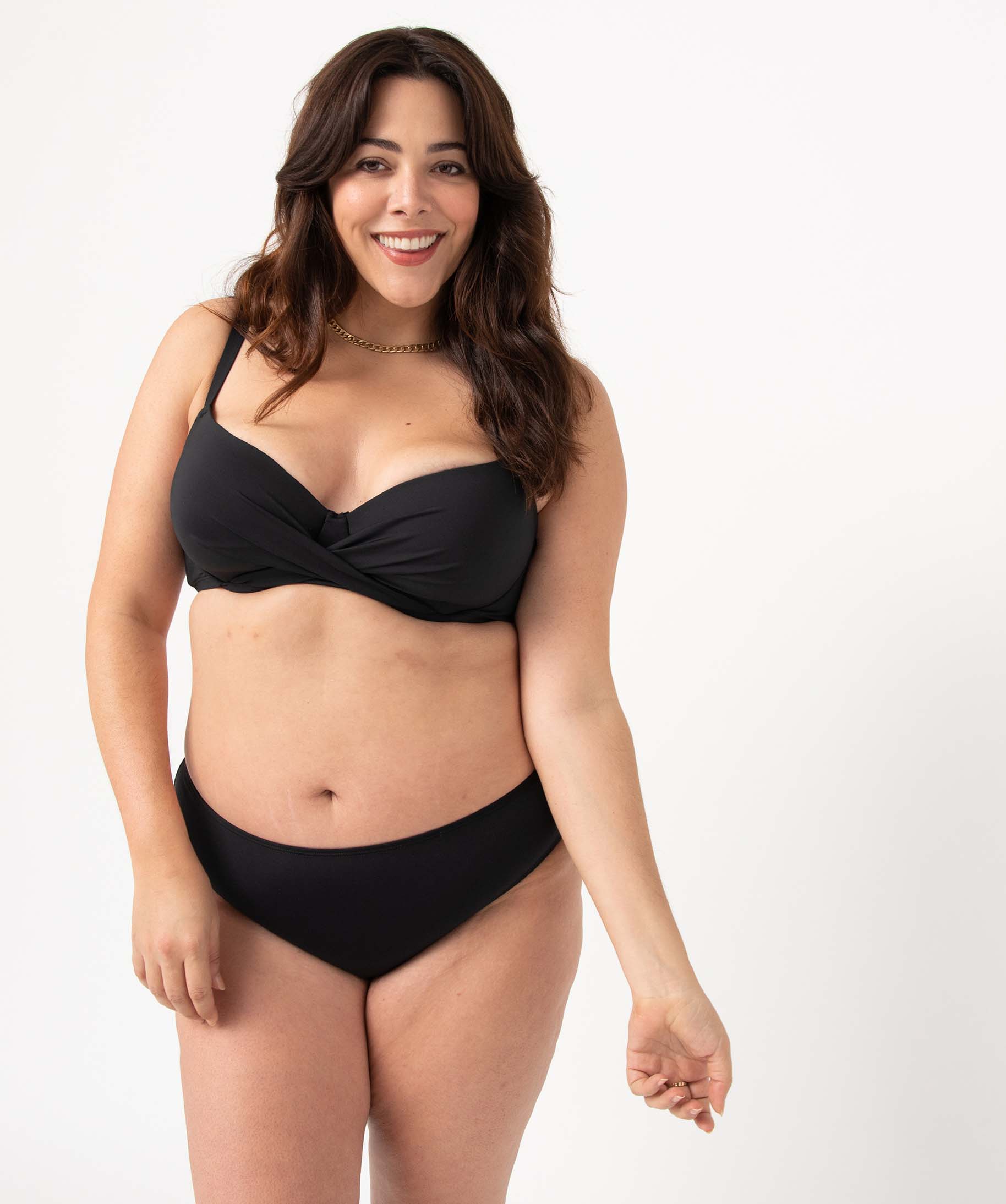 Bas de maillot de bain femme grande taille coupe classique noir | GEMO