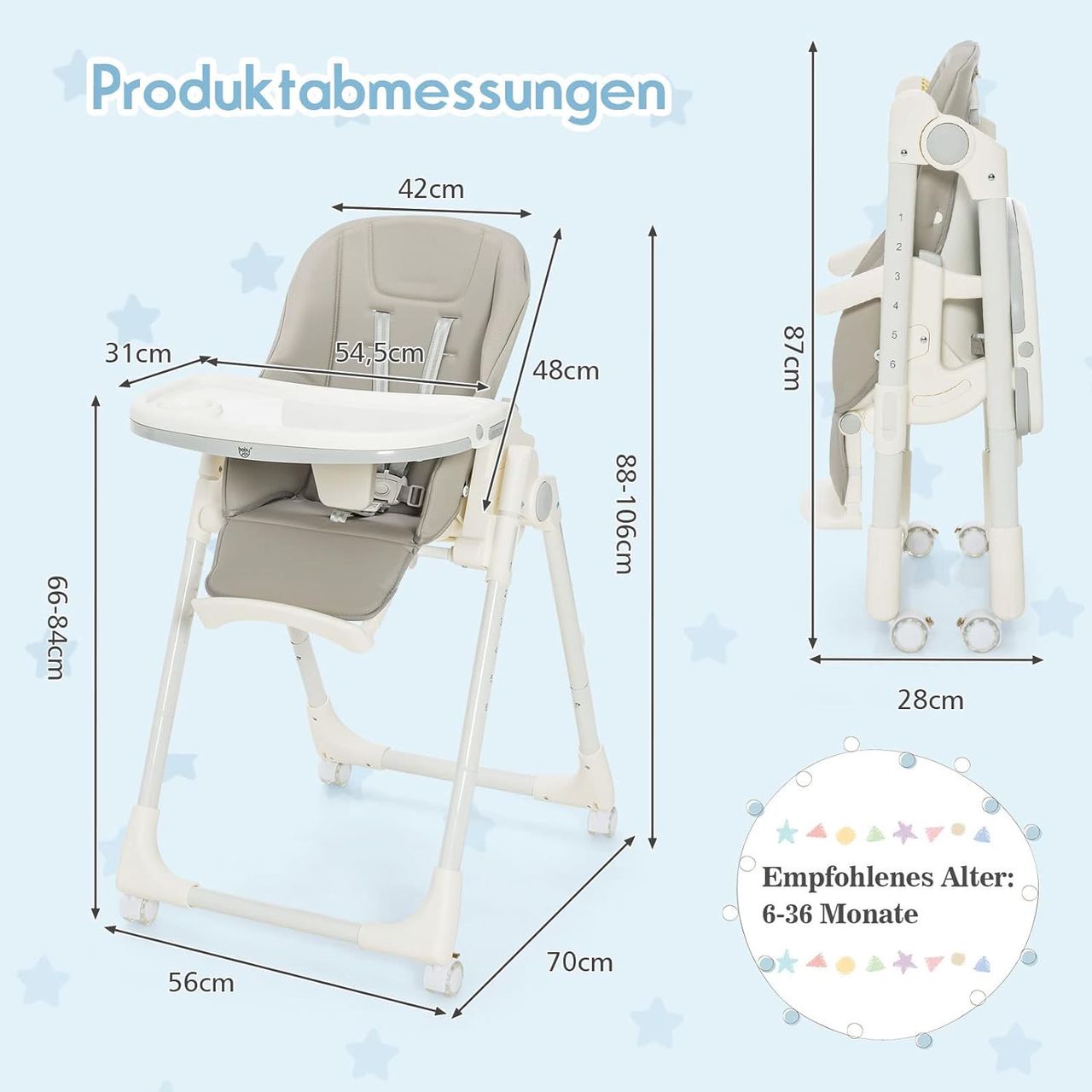 Costway Babyhochstuhl klappbar