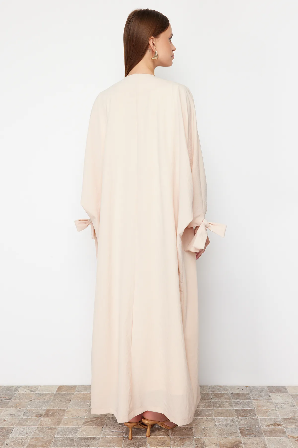 Trendyol Modest  Stein Bequeme Passform Gewebte Aerobin Lange Kappe & Ferace & Abaya TCTSS24KK00005