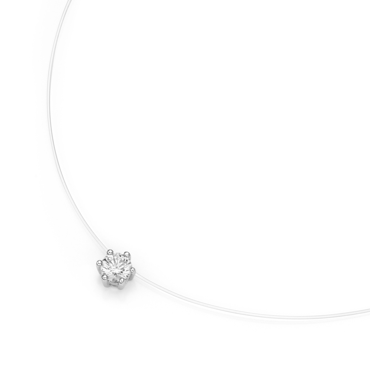 Collier schwebender Stein. Zirkonia. Silber 925