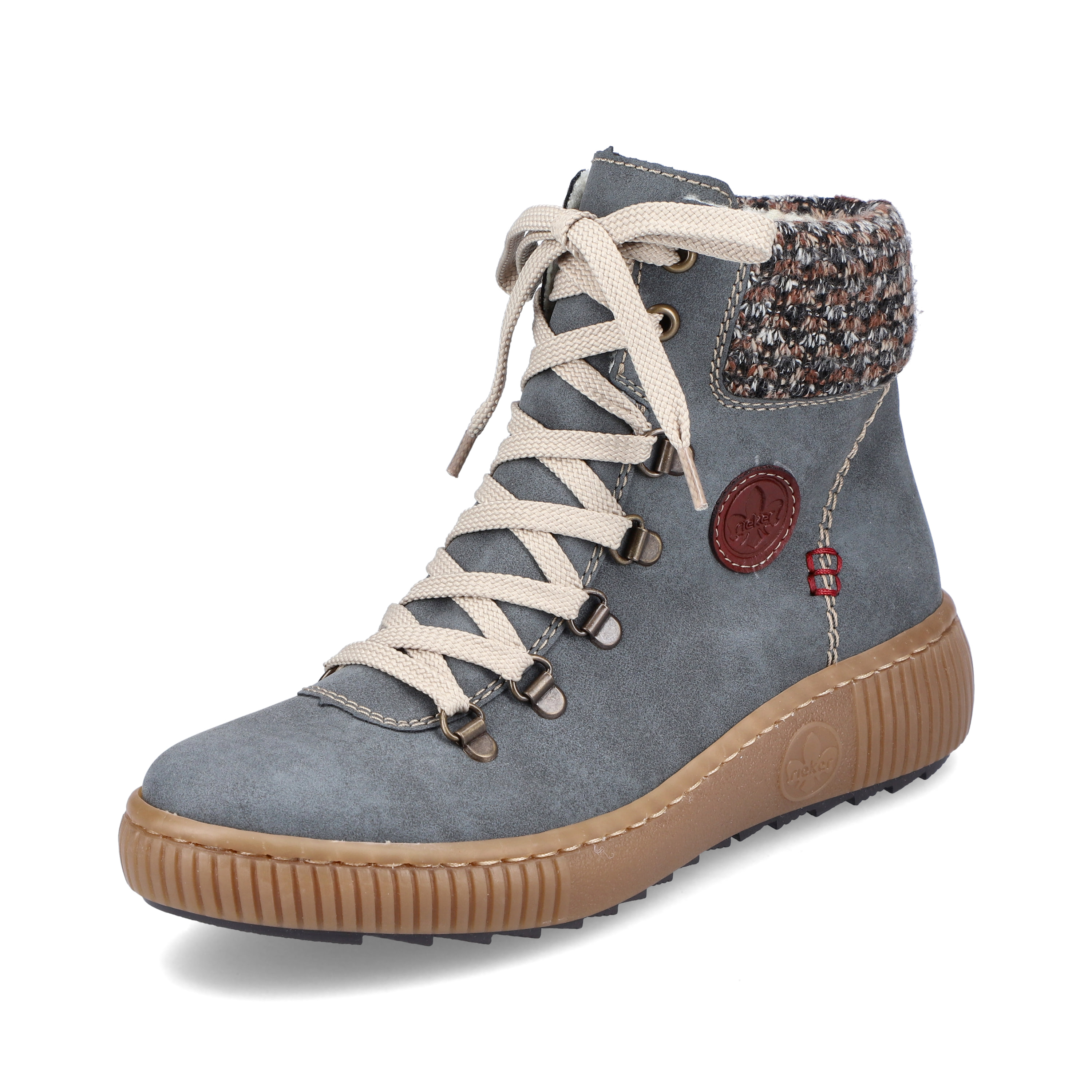 Rieker Damen Schnürstiefel blaugrau