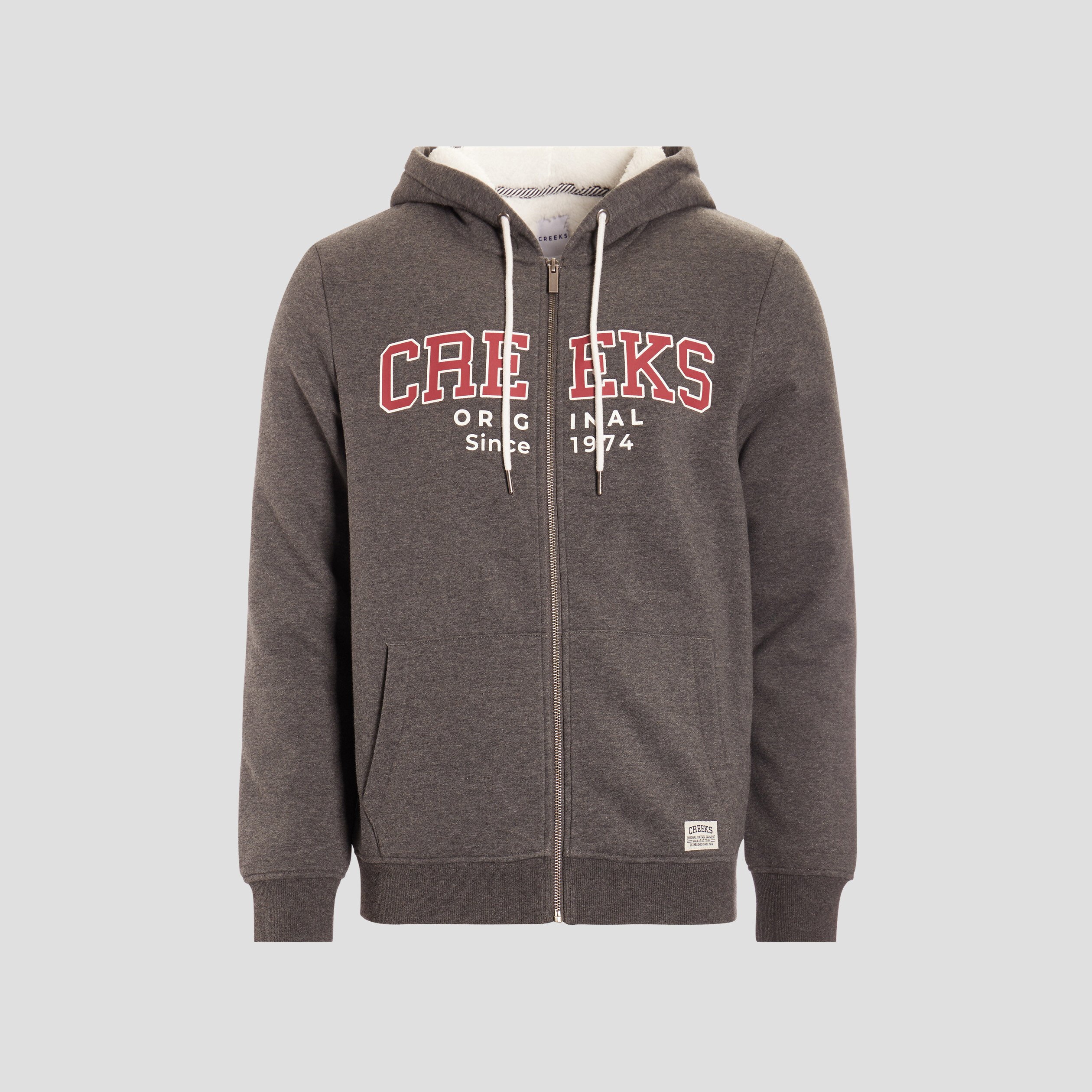 Sweat zippé à capuche Creeks gris foncé homme | La Halle