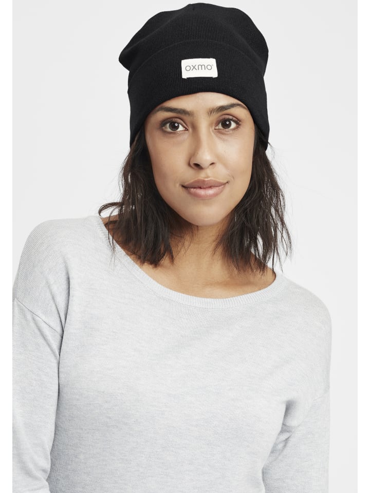 Oxmo Beanie OXBiene 21300548-ME Strickmütze mit Logobadge in Schwarz günstig kaufen onesize